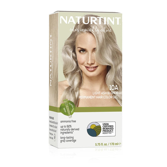 Naturtint Permanent Hair Color 10A Light Ash Blonde (Pack of 1), Ammonia Free, Vegan, Cruelty Free, up to 100% Gray Coverage, Long Lasting Results