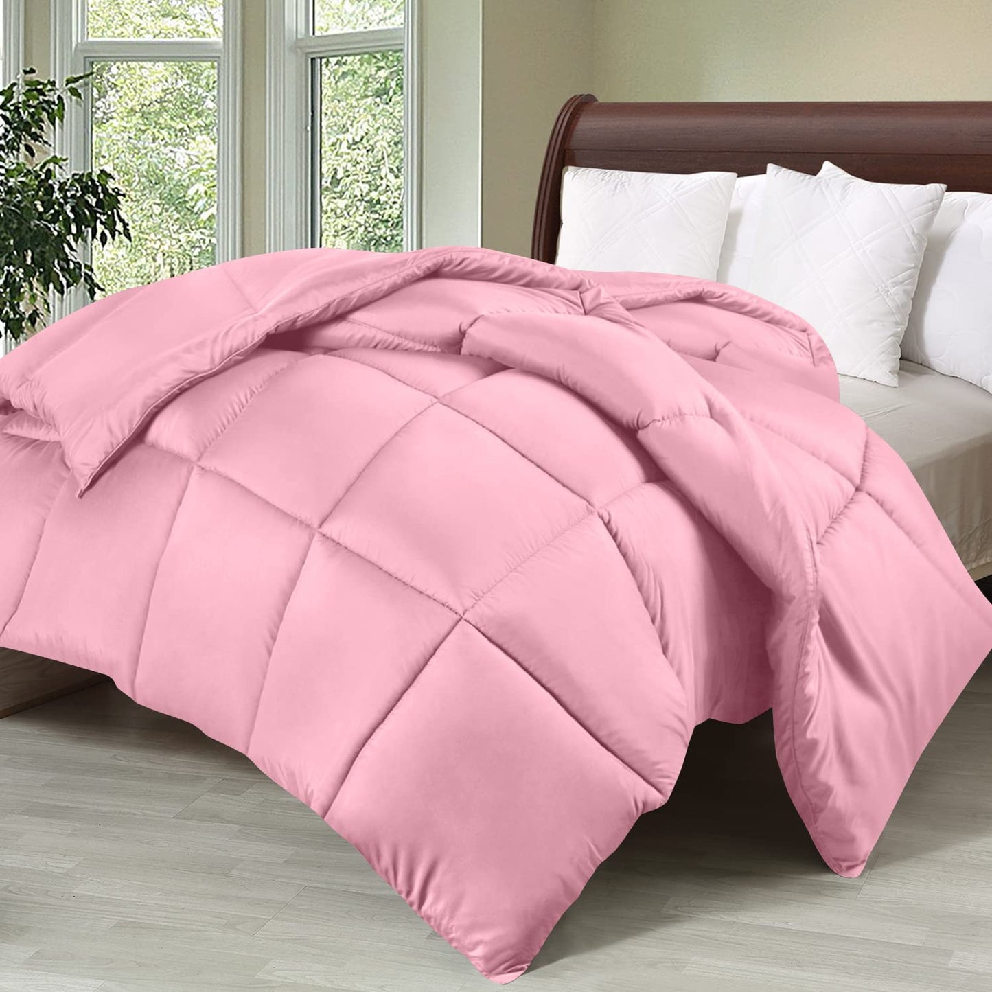 Utopia Bedding Comforter Duvet Insert, Quilted Comforter with Corner Tabs, Box Stitched Down Alternative Comforter King (Pink)