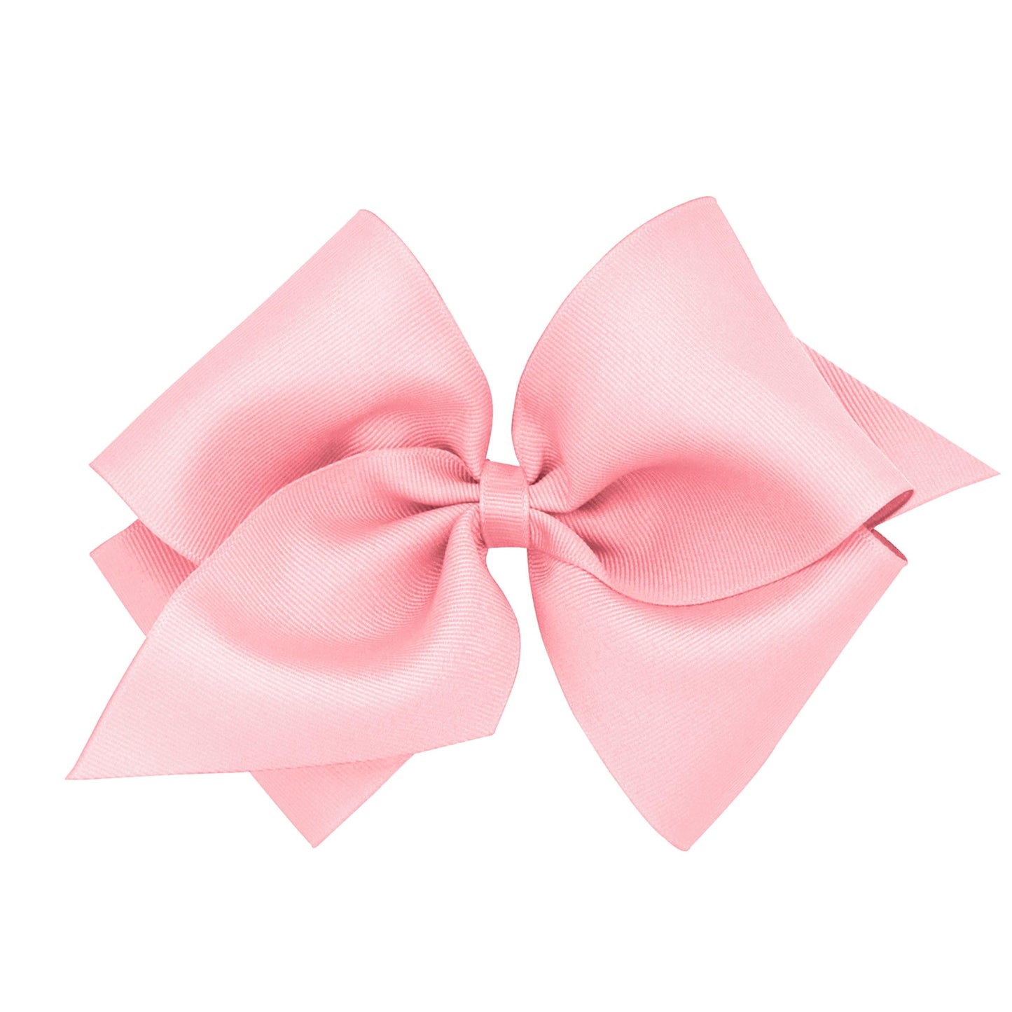 Wee Ones Girls' Classic Grosgrain Hair Bow with Plain Wrap Center on a WeeStay Hair Clip, Handmade, Wide King Sized Bow, Light Pink