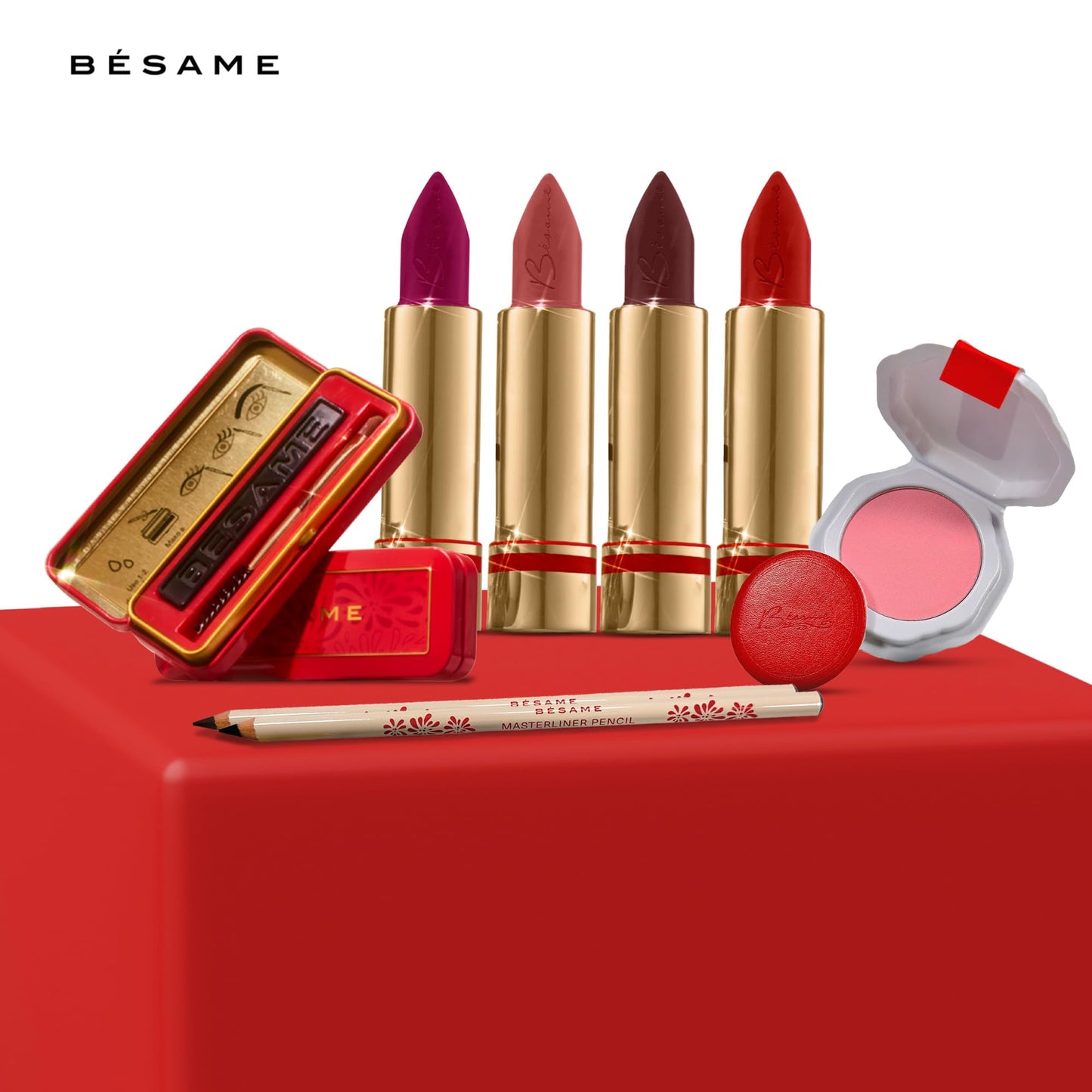 BESAME Dusty Rose Lipstick 1969, Cool Mauve Red Long-Lasting, Satin Finish Lip Color With Moisturizing Vitamin E, Universally Flattering Everyday Shade, Popular On Light-Medium Skin