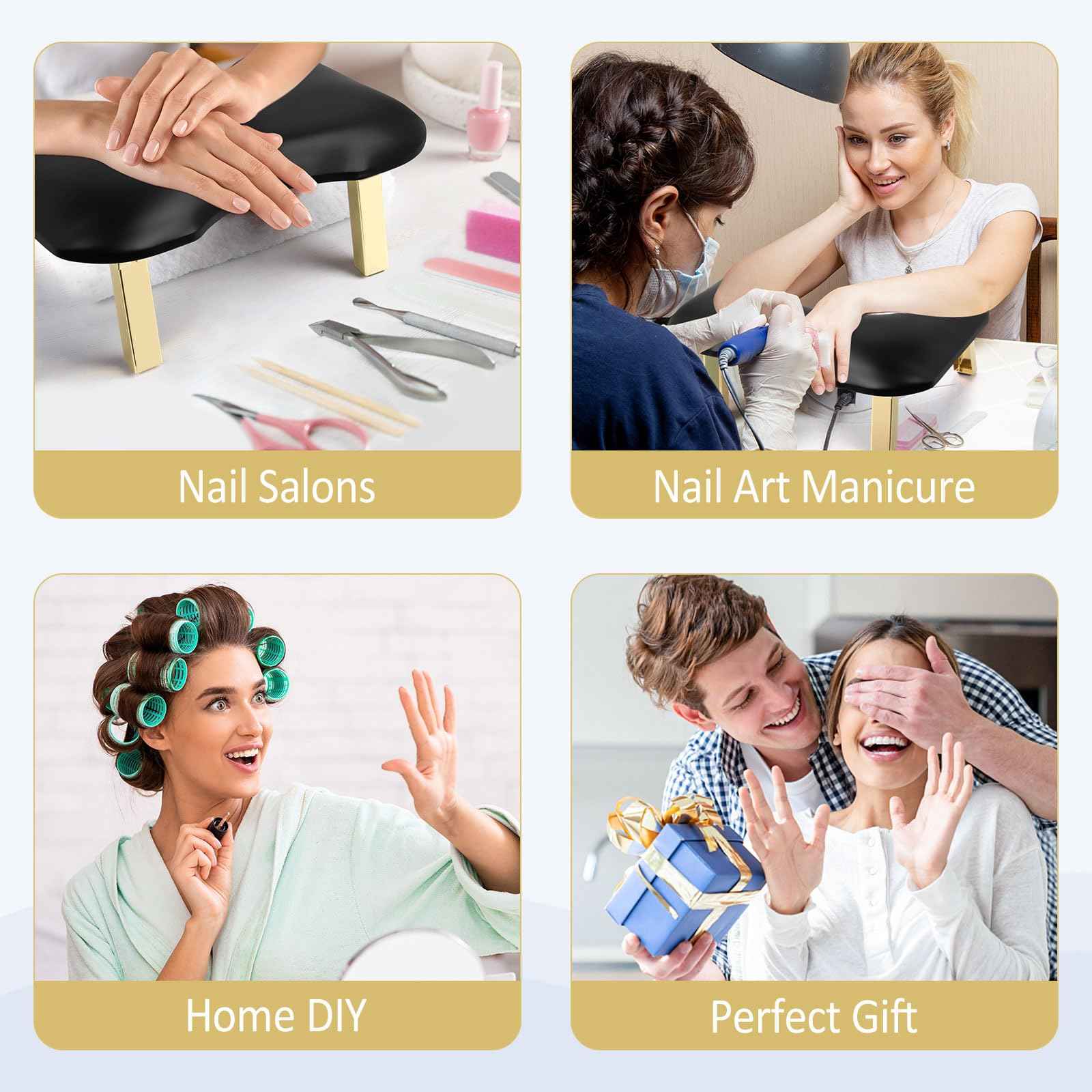 Nail Arm Rest, Arm Rest for Nails Tech, Foldable Nail Tech Client Arm Rest, PU Leather Nail Hand Rest, U Shape Manicure Hand Rests for Foot Hand Rest, Black