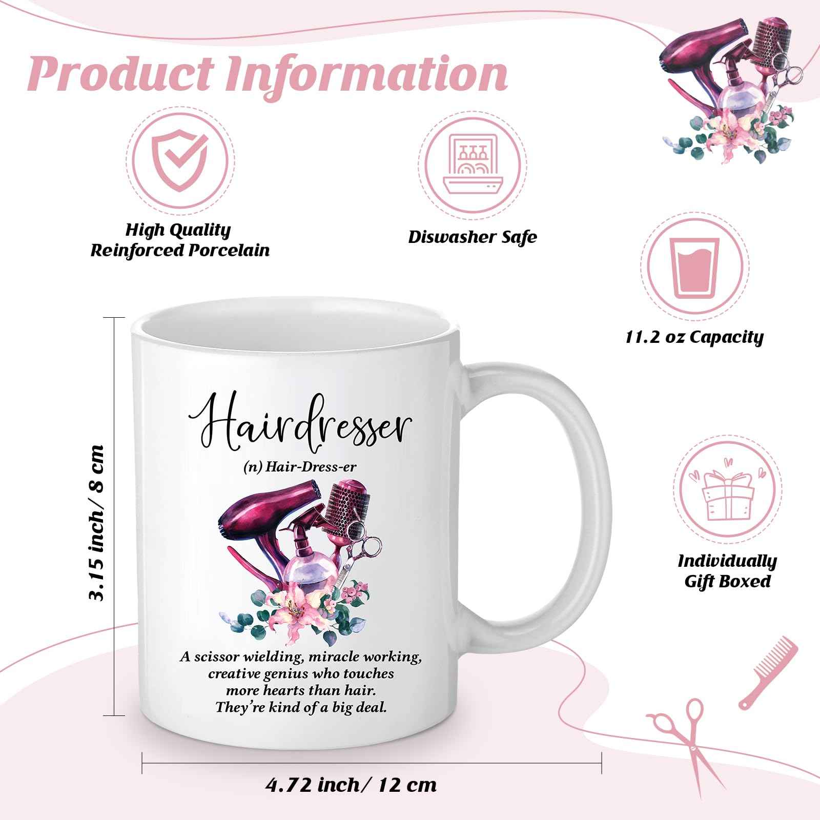 Reginary 3 Pcs Christmas Hairdresser Gifts Bulk Hair Stylist Appreciation Gifts Bulk Cosmetology Makeup Bag Mug Keychain