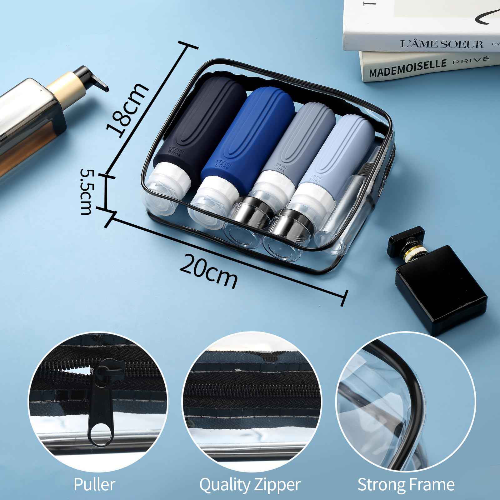 Mrsdry 16 Pack Travel Bottles for Toiletries, Oversize 6oz Silicone Travel Containers, Leak Proof Refillable Liquid Shampoo And Conditioner Travel Essentials