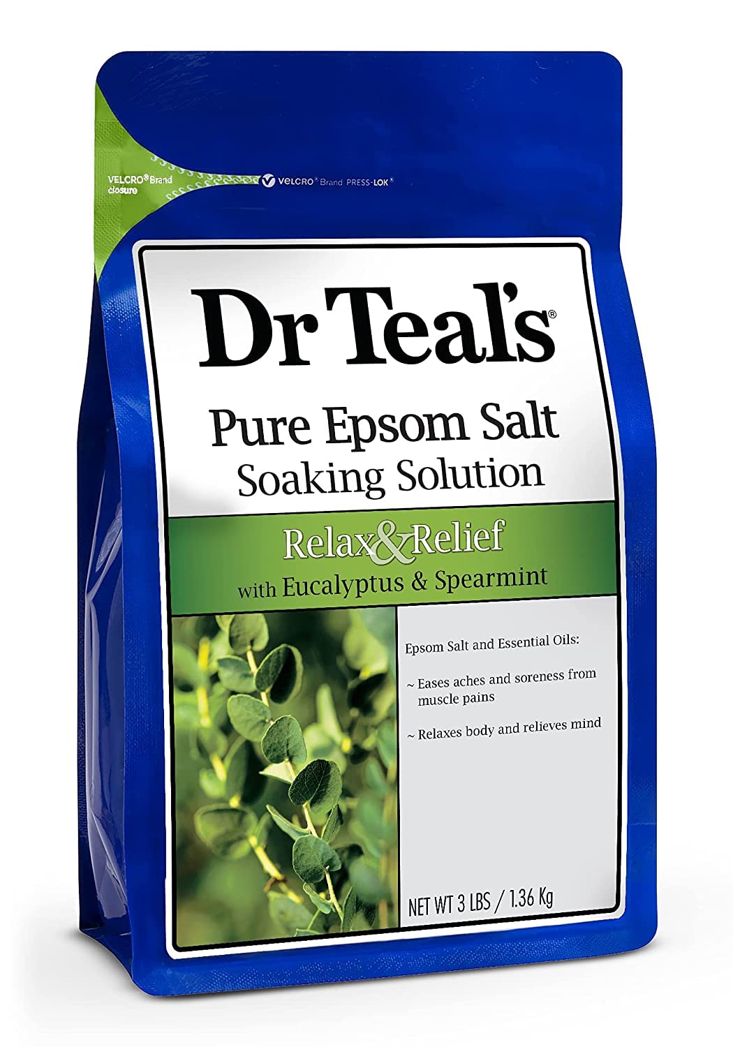 Dr. Teal's Pure Epsom Salt Soaking Solution Gift Set (3 Pack, 3lbs ea.) - Soothe & Sleep Lavender, Relax & Relief Eucalyptus with Spearmint, Wellness Therapy with Rosemary & Mint - Relaxes The Body