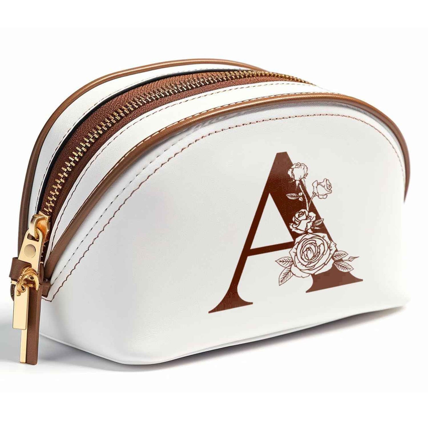 Lizznoe Personalized Initial Makeup Bag, Waterproof Portable Large Capacity Leather Cosmetic Bags, Customized Preppy Toiletry Make up Organizer Travel Essentials Birthday Gifts for Women