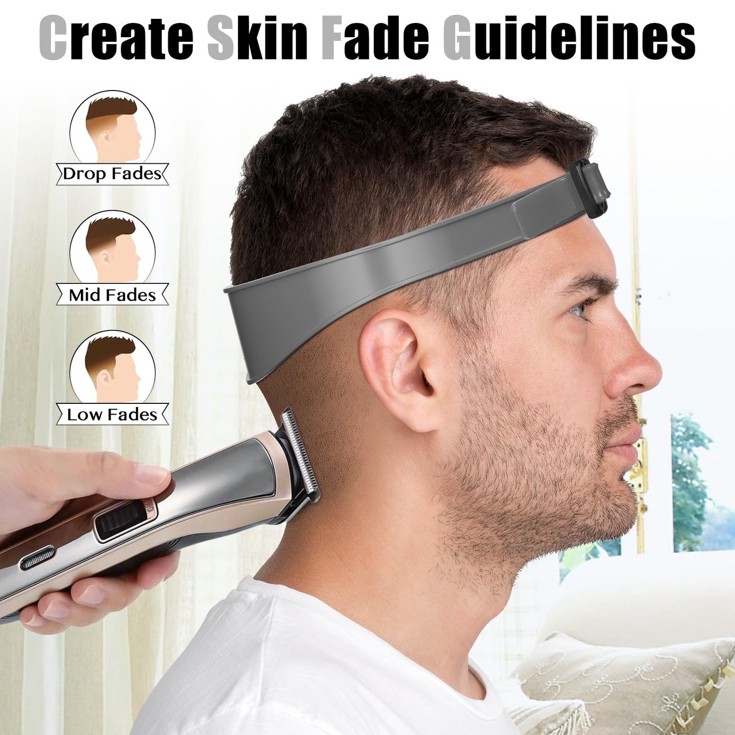 AOMGD Adjustable Hair Trimming Guide and Neckline Shaving Template,DIY Self Haircutting System, Shaving and Keeping a Clean and Straight Neck Hairline,Easy Use Tool Soft Portable (Grey)