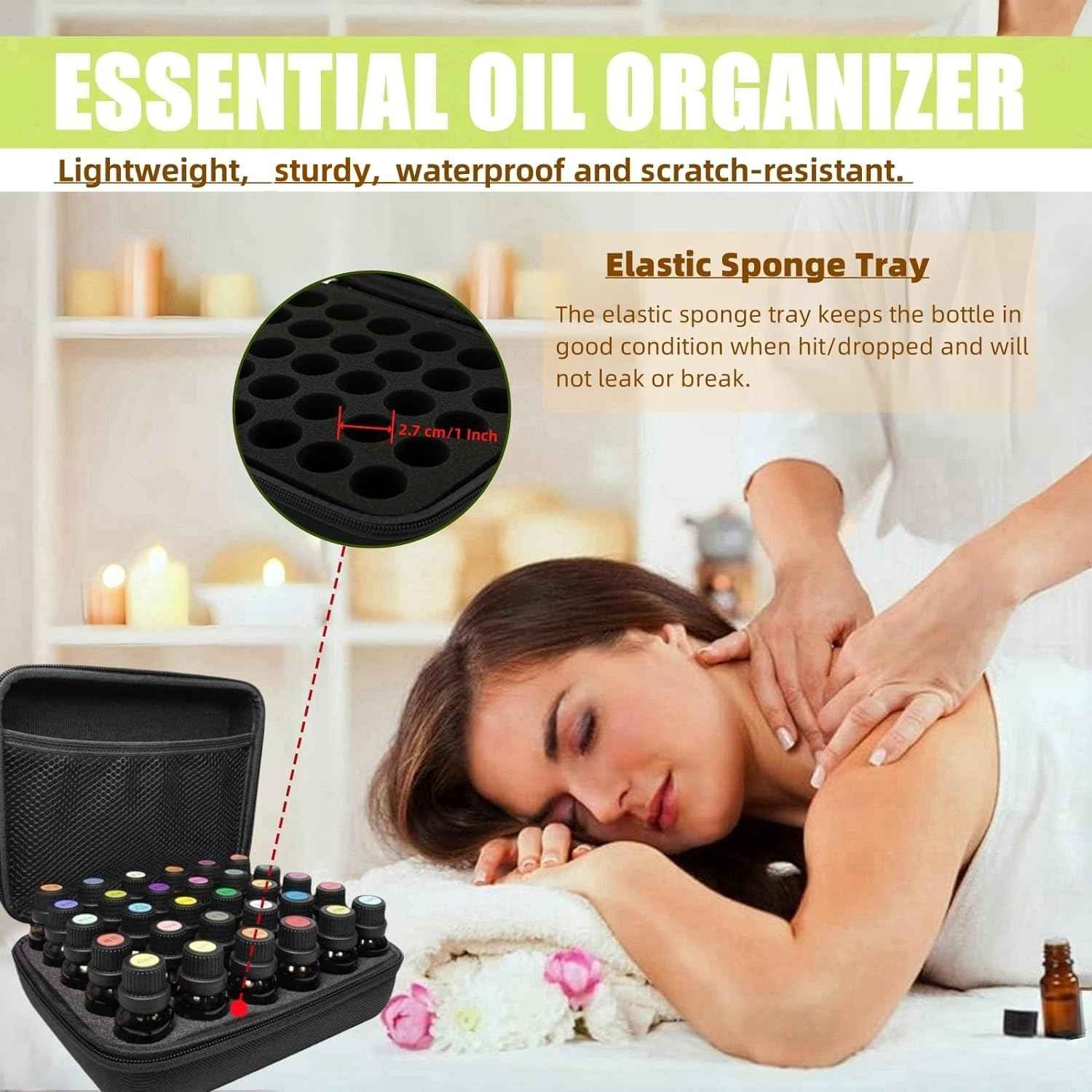 BLIRITEL EVA Essential Oils Organizer, 30 Bottles Hard Shell Essential Oil Storage Carrying Case, Essential Oils Boxes Holds 30 Bottles with 5ml,10ml,15ml (Black)