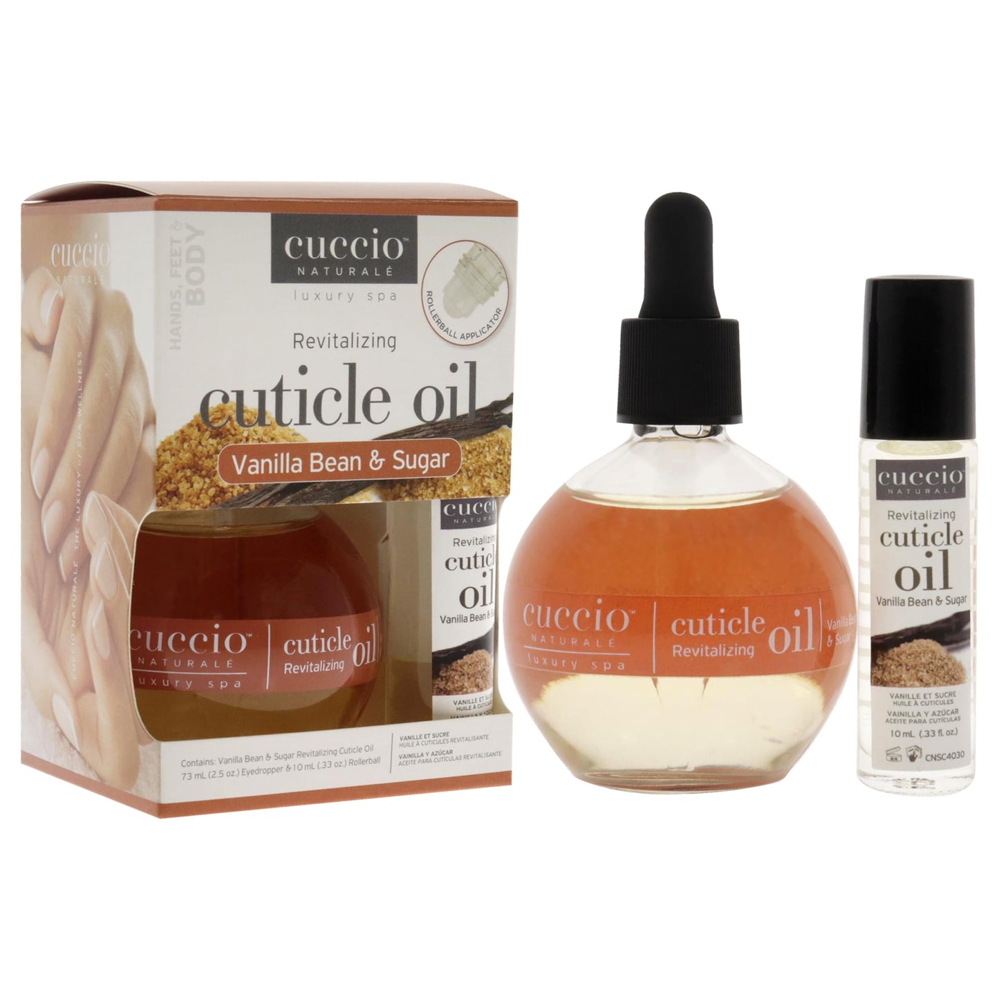 Cuccio Naturale Cuticle Revitalizing Oil Set - Hydrating Oils for Instant Cuticle Repair for Dry, Damaged Skin and Nails - Paraben and Cruelty-Free Formula - Vanilla Bean and Sugar Fragrance - 2 pc