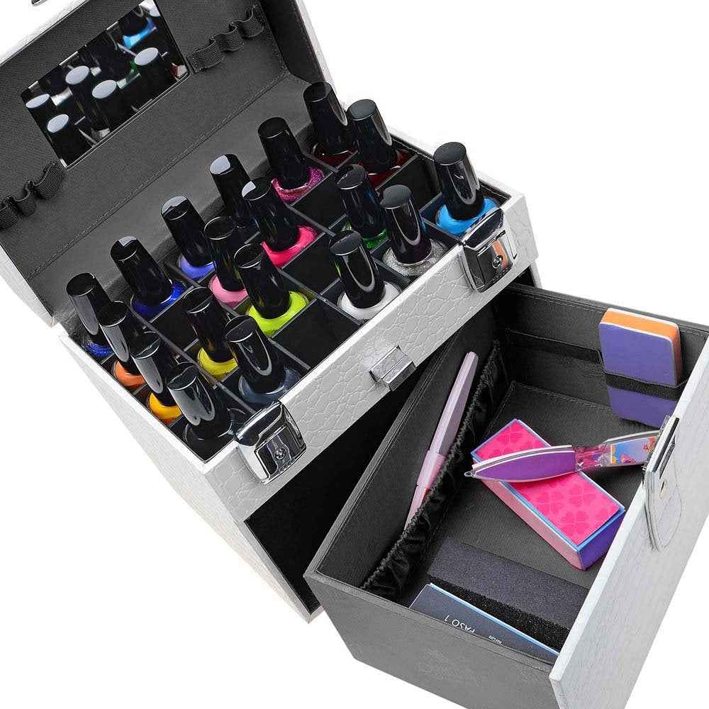 SHANY Color Matters - Makeup Travel Case Nail Accessories Organizer and Makeup Train Case - Makeup Storage Box - White Lily