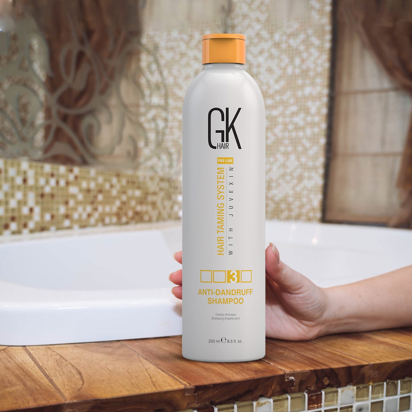 GK HAIR Global Keratin Anti Dandruff Shampoo (8.5 Fl Oz/250ml) - Hair Deep Cleansing and Impurities Remover Anti Residue Sulfate Free Shampoo for Dry Damaged Hair for Men and Women