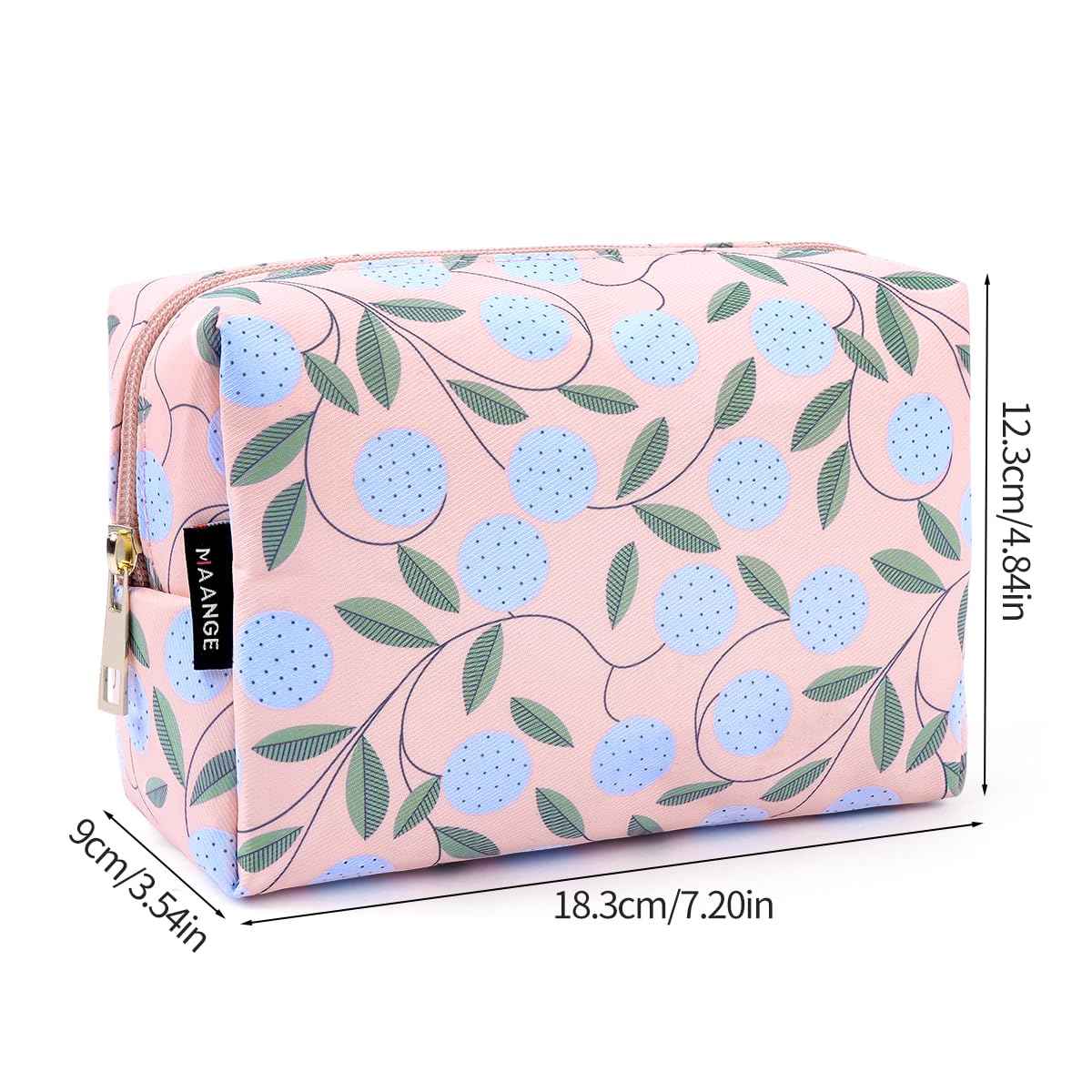 MAANGE Small Makeup Bag For Purse, Travel Cosmetic Bag Cute Makeup Pouch Portable Versatile Zipper Pouch For Women Oxford Fabric Preppy Makeup Bag
