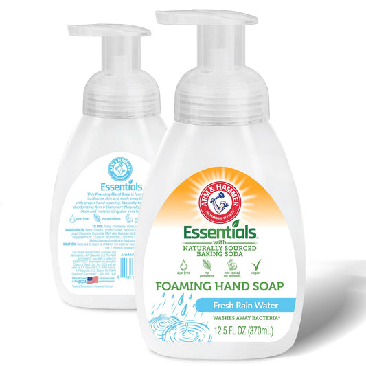 Arm & Hammer Foaming Hand Soap for Skin Cleaning - Antibacterial Hand Soap with Fresh Rain Water Scent - Hand Soap Pump with Aloe Vera & Different Ingredients 12.5 Fl Oz (370mL)