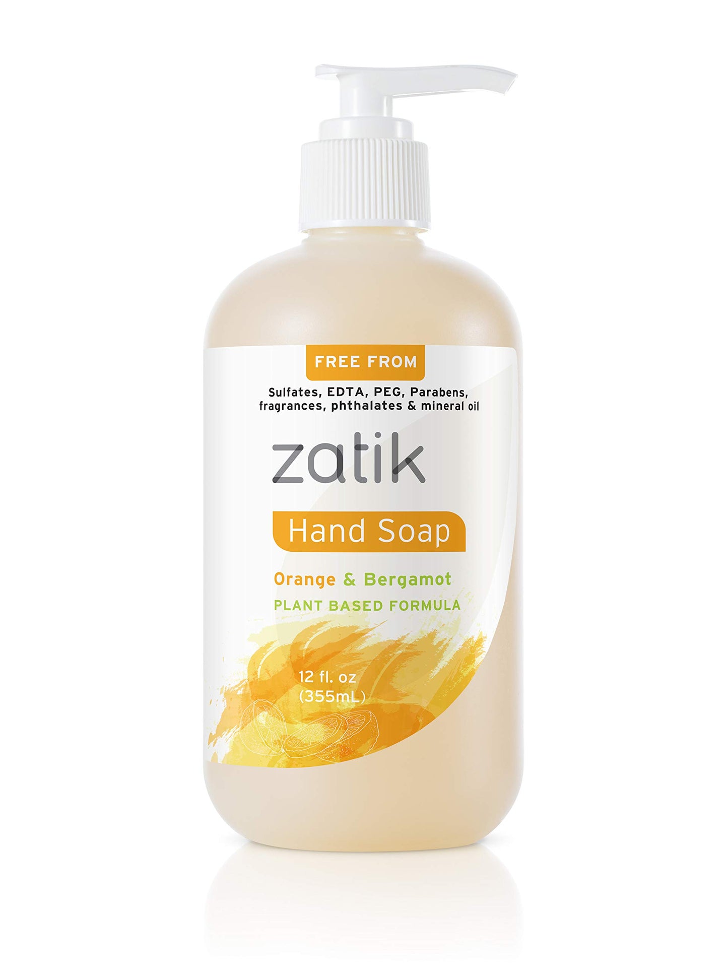 Zatik Naturals - Liquid Hand Soap - Orange & Bergamot Moisturizing Handwash, 12 oz (Pack of 1)