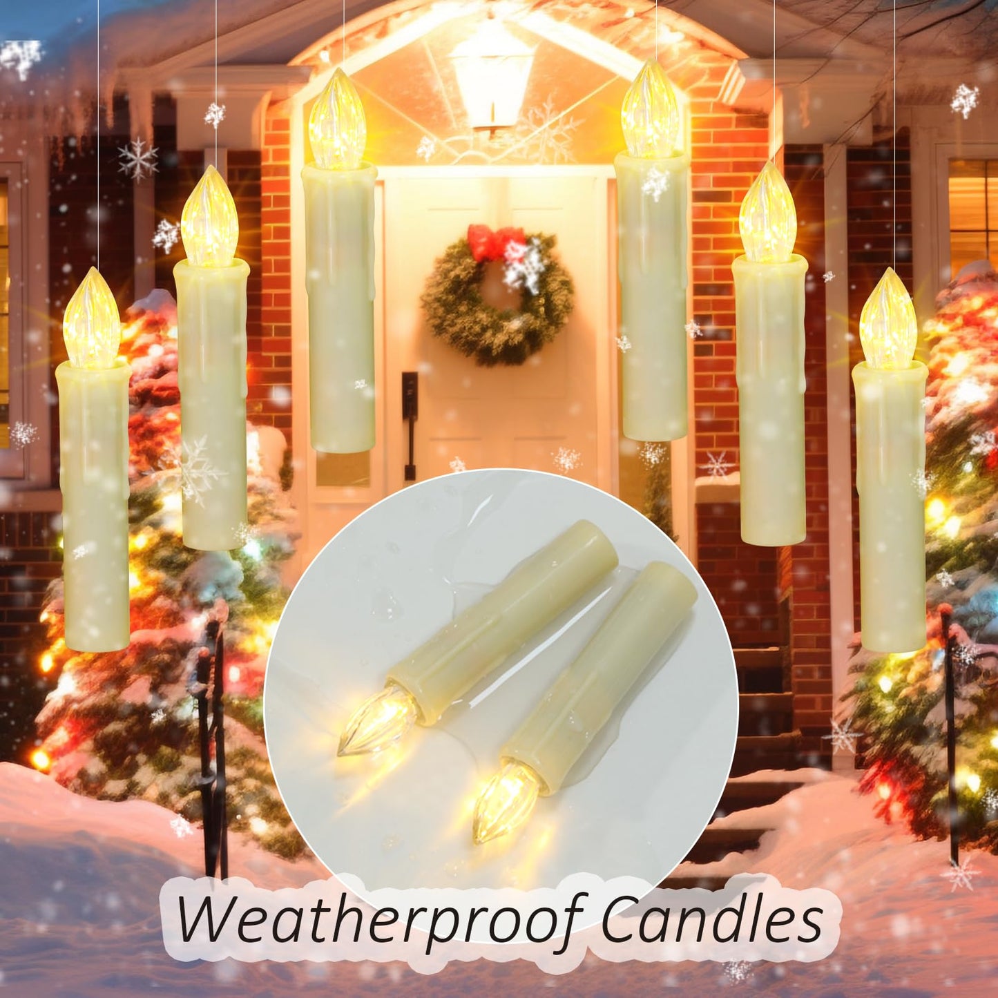 PChero 30 Pack LED Window Candles with 2 Timer Remote, Waterproof Battery Operated Christmas Tree Candles Flickering Flameless Electric Taper Candlelight for Xmas Holiday Party Home Decor