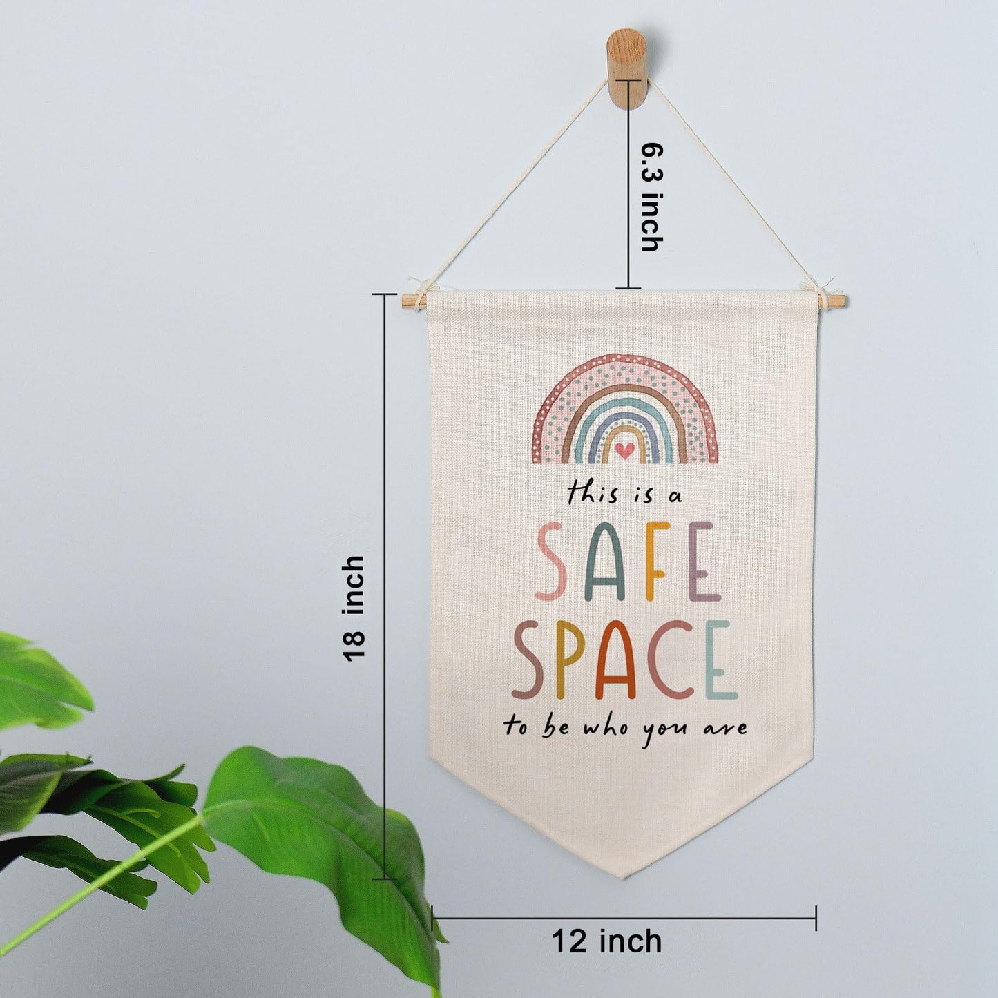 This is a Safe Space to Be Who You Are Neutral Positivity Art Children's Playroom Wall Hanging Banner Rainbow Classroom Wall Decor Banner Therapy Office School Counselor Hanging Decor