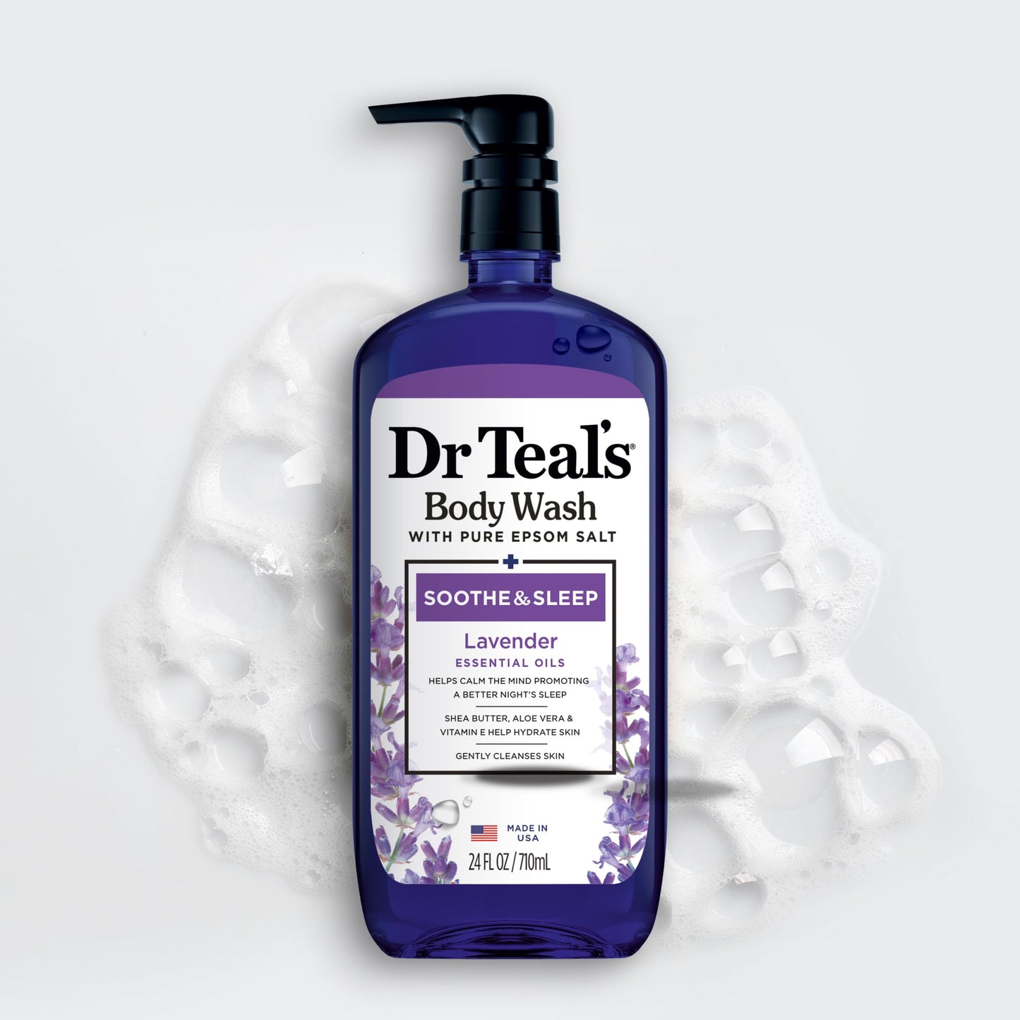 Dr Teal's Body Wash with Pure Epsom Salt, Soothe & Sleep with Lavender, 24 fl oz (Pack of 2) (Packaging May Vary)