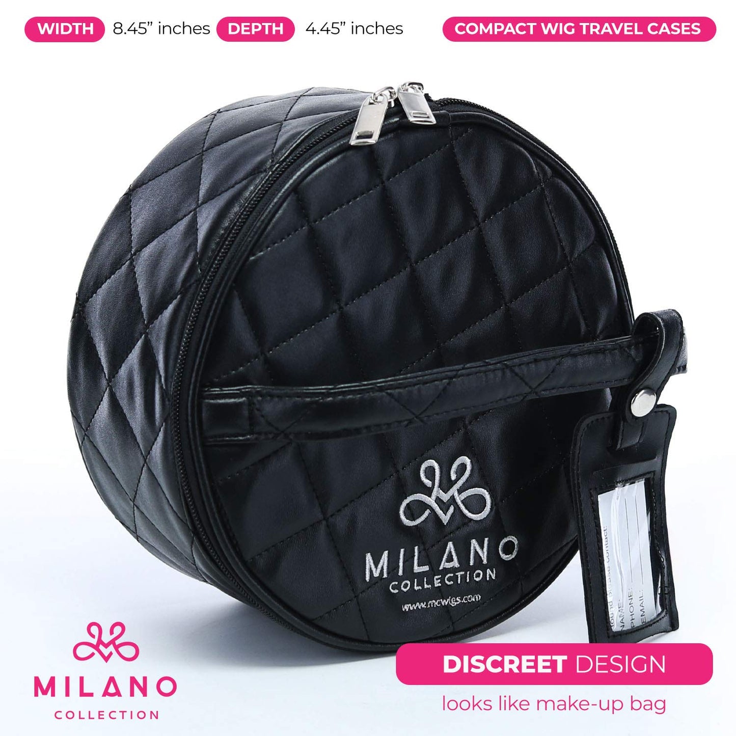 Milano Collection Premium Wig Travel Box or Makeup Case Compact & Durable in Black