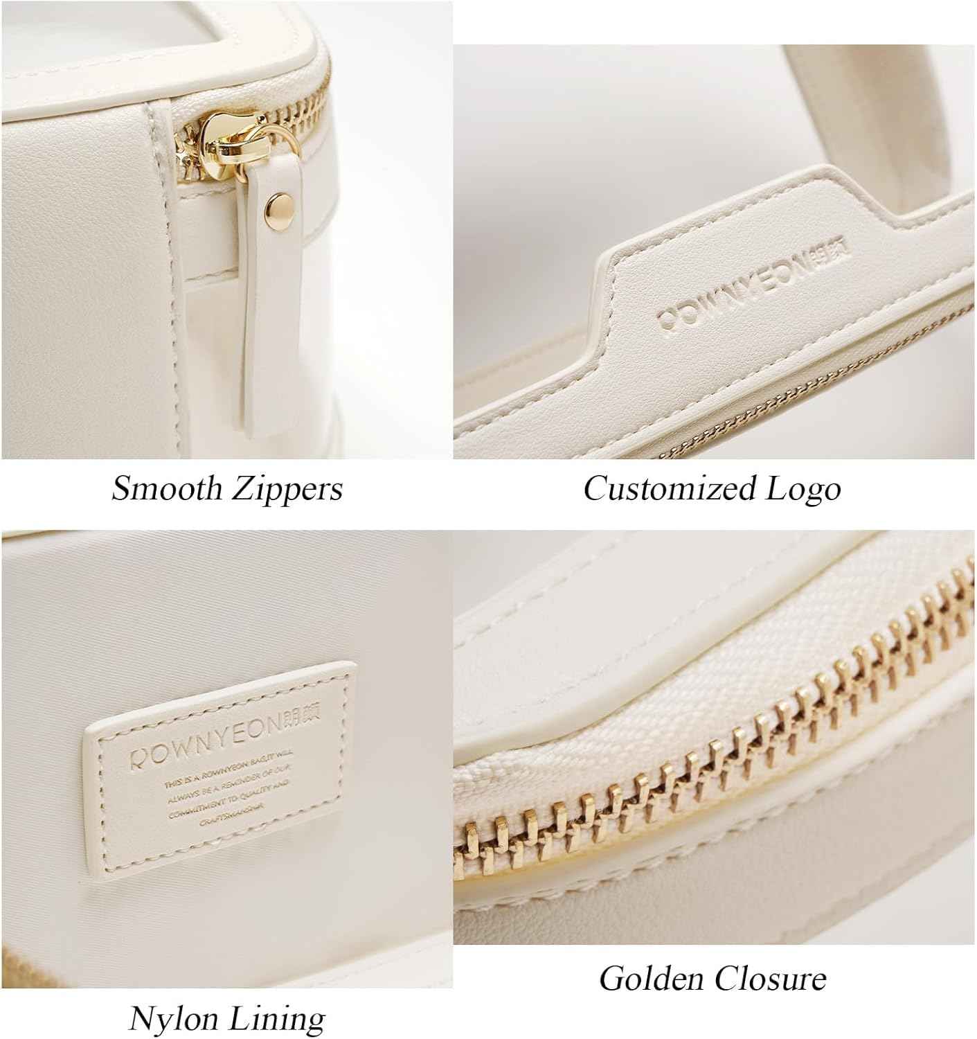 Rownyeon Clear Makeup Case Toiletry Bag Multipurpose Travel Makeup Train Case Portable Cosmetic Organizer Transparent Storage Bag White