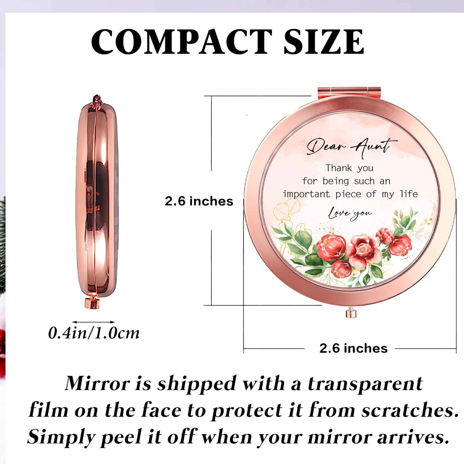 Kasuwow Aunt Gifts for Aunt Birthday, Compact Mirror, Auntie Gift Ideas