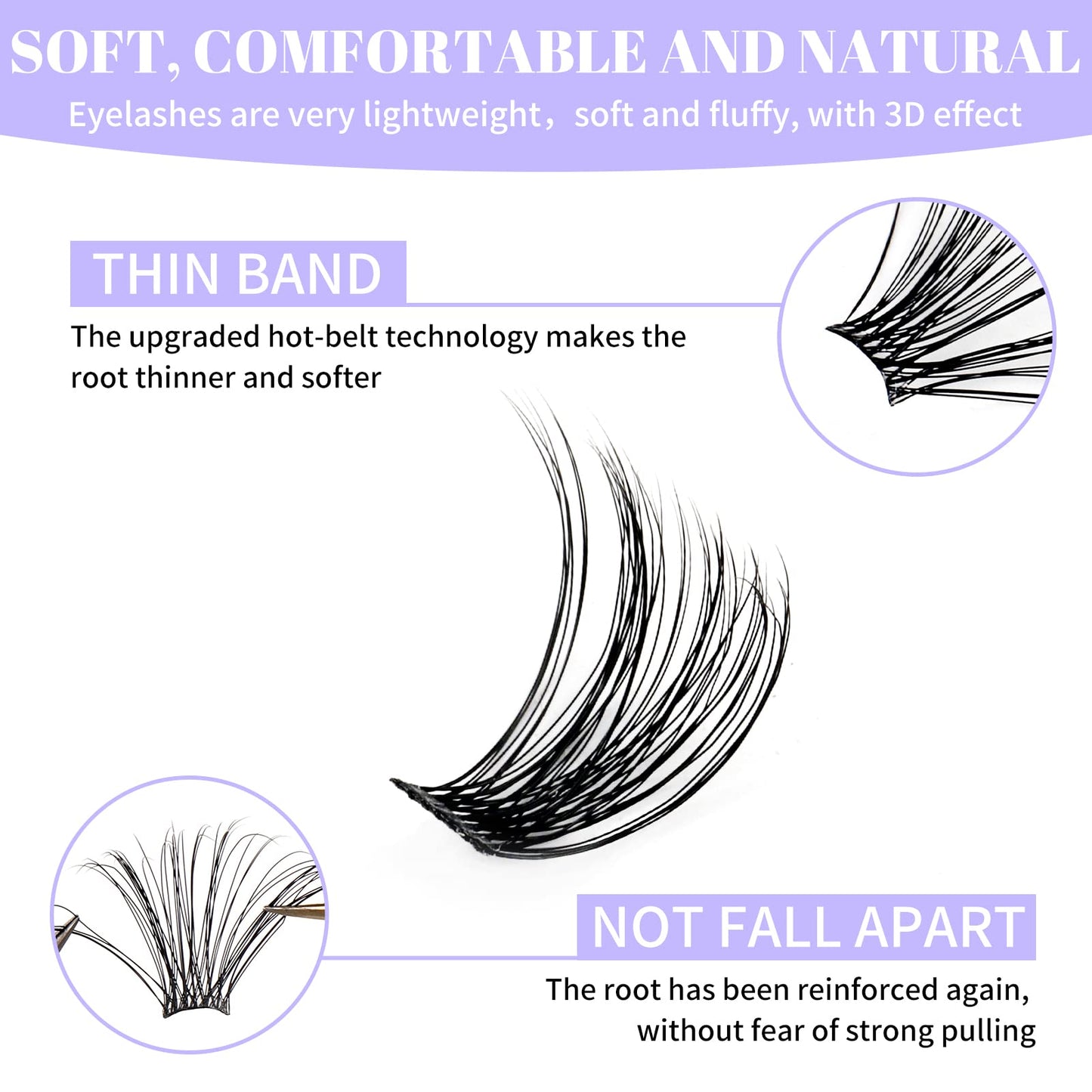 Individual Eyelashes Lash Clusters C/D Curl DIY Eyelashes Wide-stem Lash Clusters 12-16mm Thin Band Cluster Lashes Soft and Wispy Clusters Comfortable Lash Clusters（Hybrid/Volume-0.07C, 12-16mm Mixed）