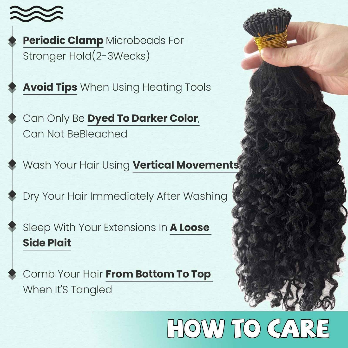 I Tip Hair Extensions Human Hair, Water Wave Curly itip Black Hair Extensions Real Human Hair18 Inch Pre Bonded Cold Fusion Curly I tip Hair Extension for Black Women100 Strand 50Gram
