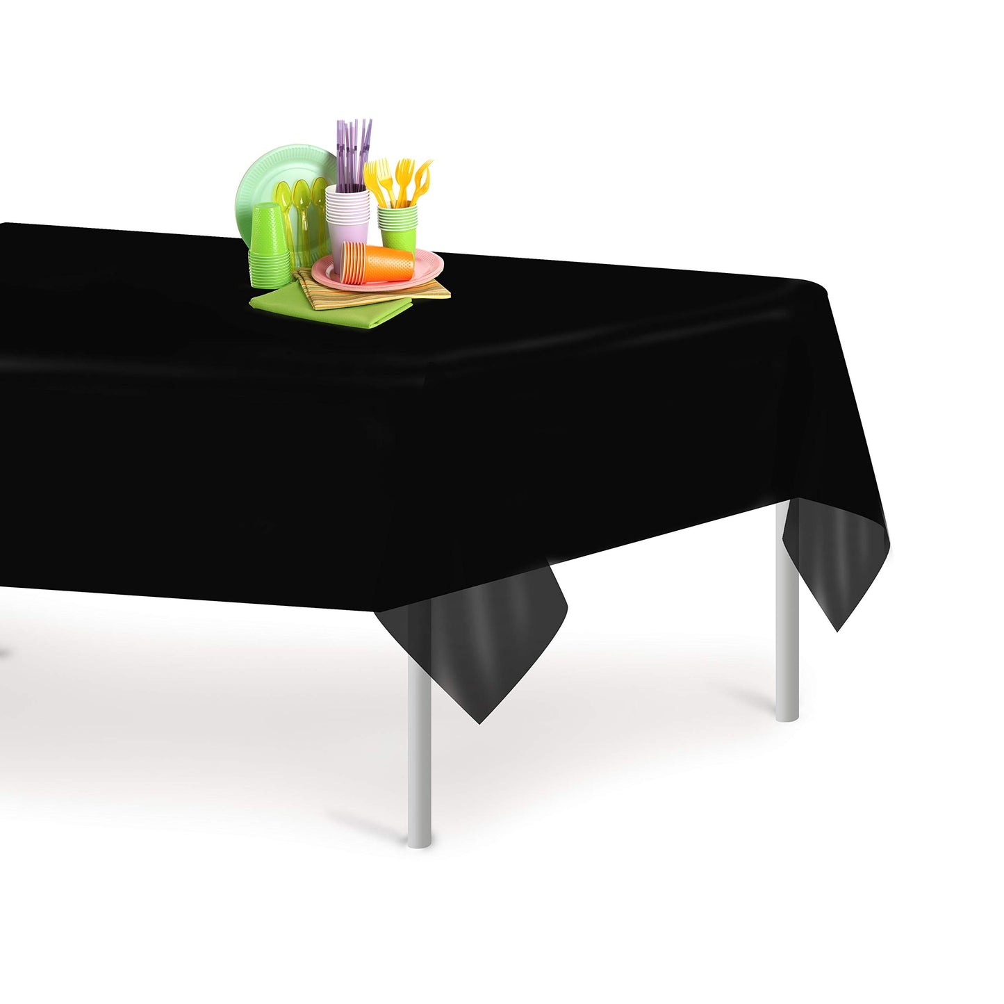 Grandipity Black 12 Pack Premium Disposable Plastic Tablecloth 54 Inch. x 108 Inch. Decorative Rectangle Table Cover