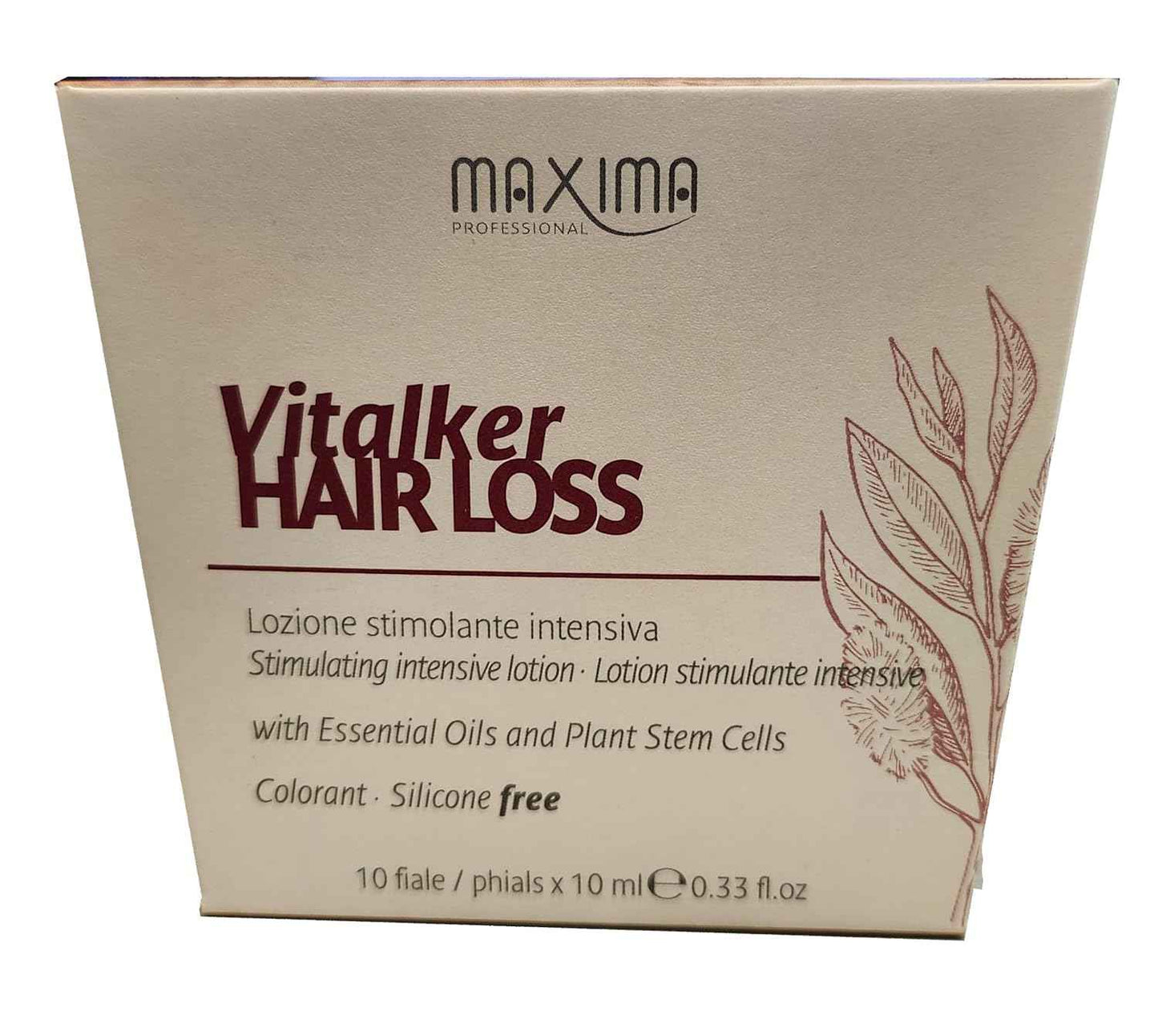 VITALKER Hair Loss Stimulant Intensive Lotion With Essential Oils and Plant Stem Cells Pack 10 ampoules x 7ml.