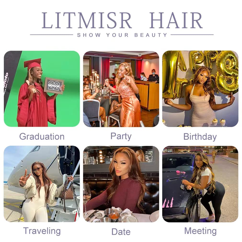 litmisr 13x4 Highlight Ombre Lace Front Wig Human Hair 180% Density 4/27 Honey Blonde Lace Frontal Wigs Pre Plucked with Baby Hair Ombre Body Wave Lace Front wig Human Hair for Black Women 22inch