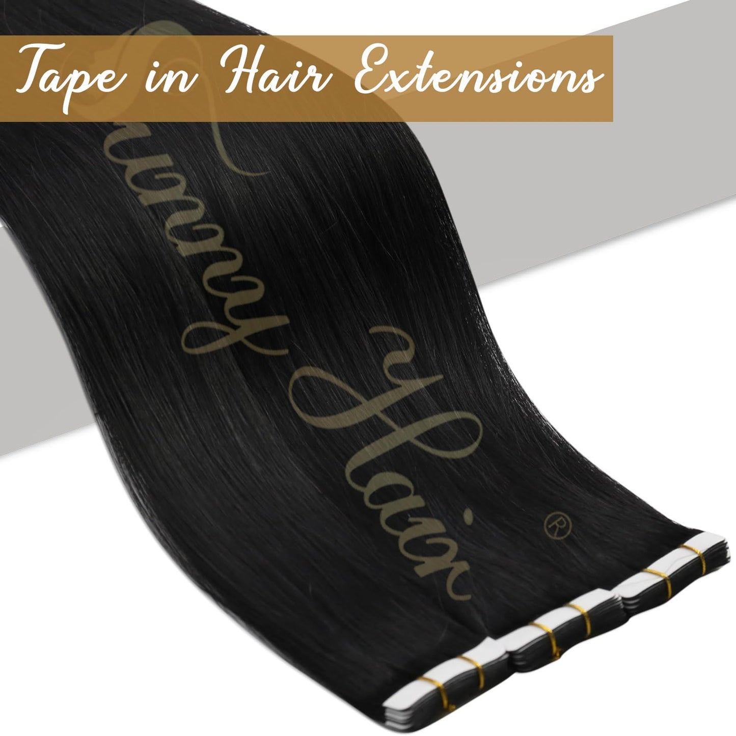 Sunny Black Tape in Hair Extensions Human Hair Jet Black Tape in Hair Extensions Real Human Hair Extensions Tape in Black Hair Extensions Real Human Hair 50g 20pcs 22inch