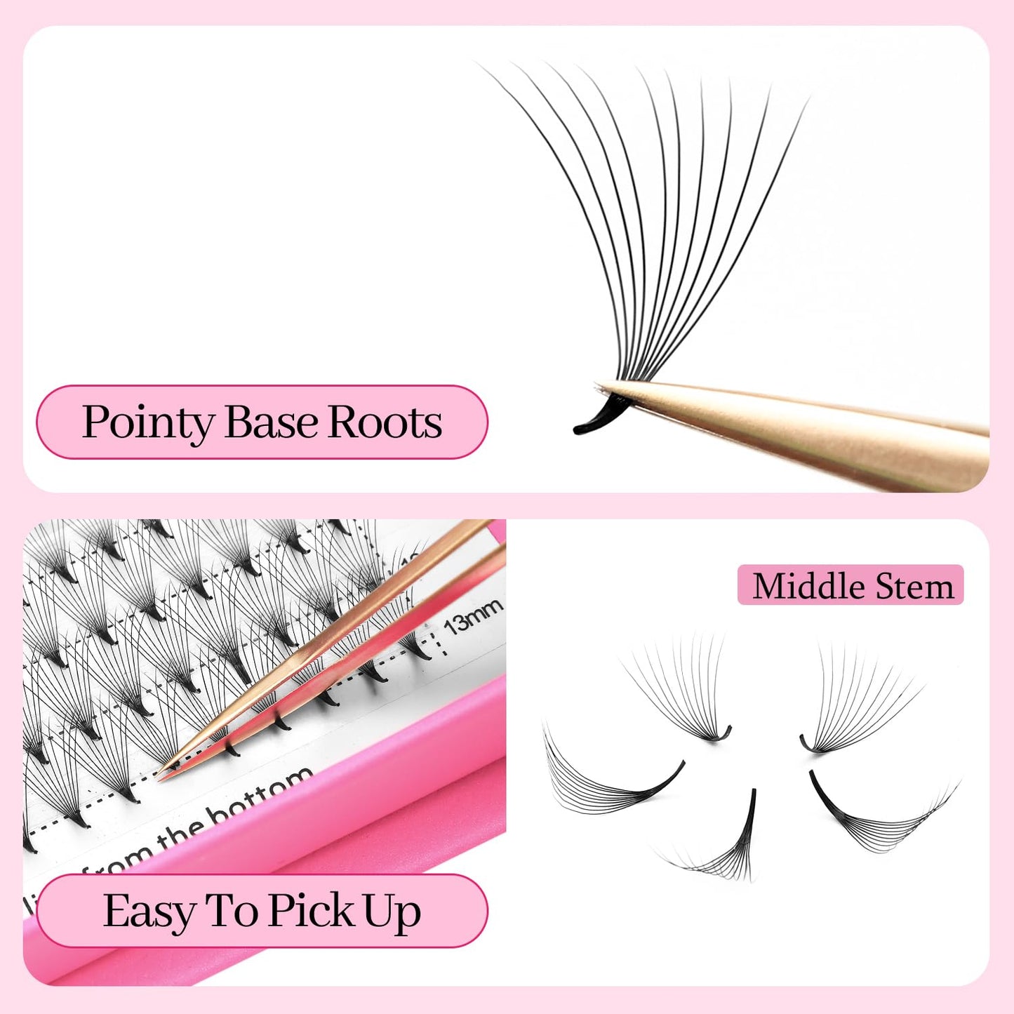 XIUSUZAKI Premade Fans Eyelash Extensions 7D Volume Lash Extensions 0.07 Thickness Eyelash Extension D Curl Premade Lash Fans Mix 9-16mm Fluffy Soft Handmade Lash Fan Eyelashes(7D-0.07-D,9-16mm)