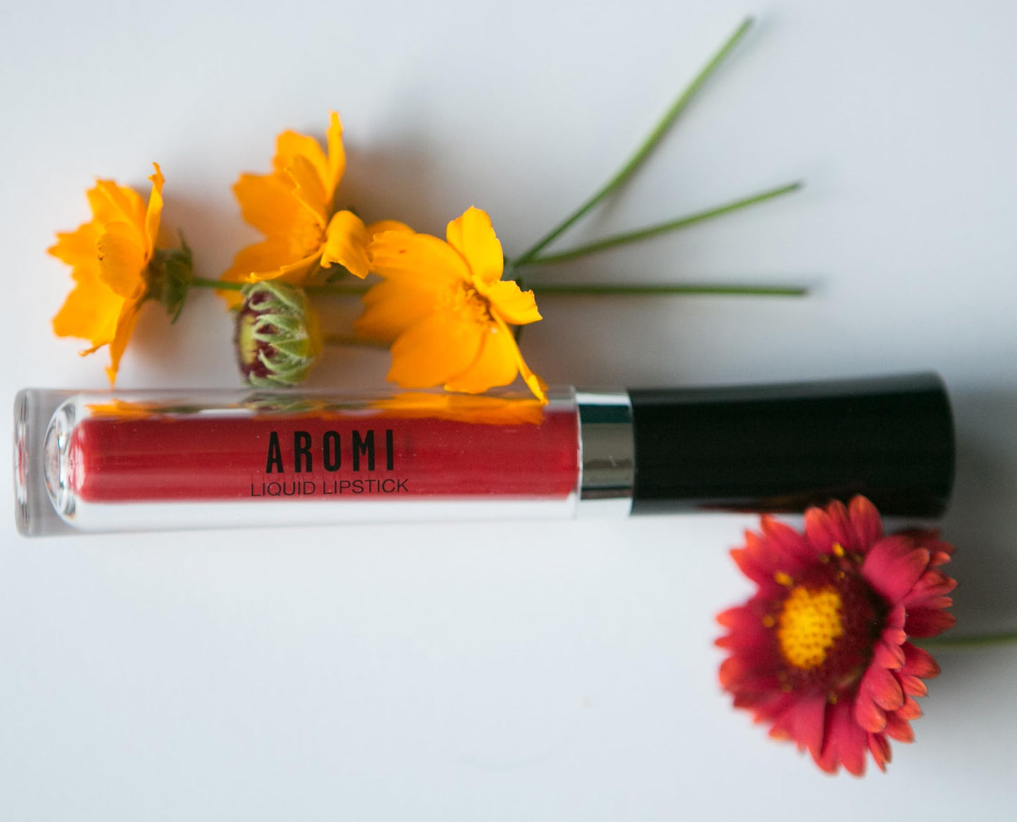 Aromi Bright Red Matte Liquid Lipstick | Red Hot Lip Color, Vegan, Cruelty-free, Long-lasting, Smudge Proof, Waterproof, Handmade (Preppy Red)