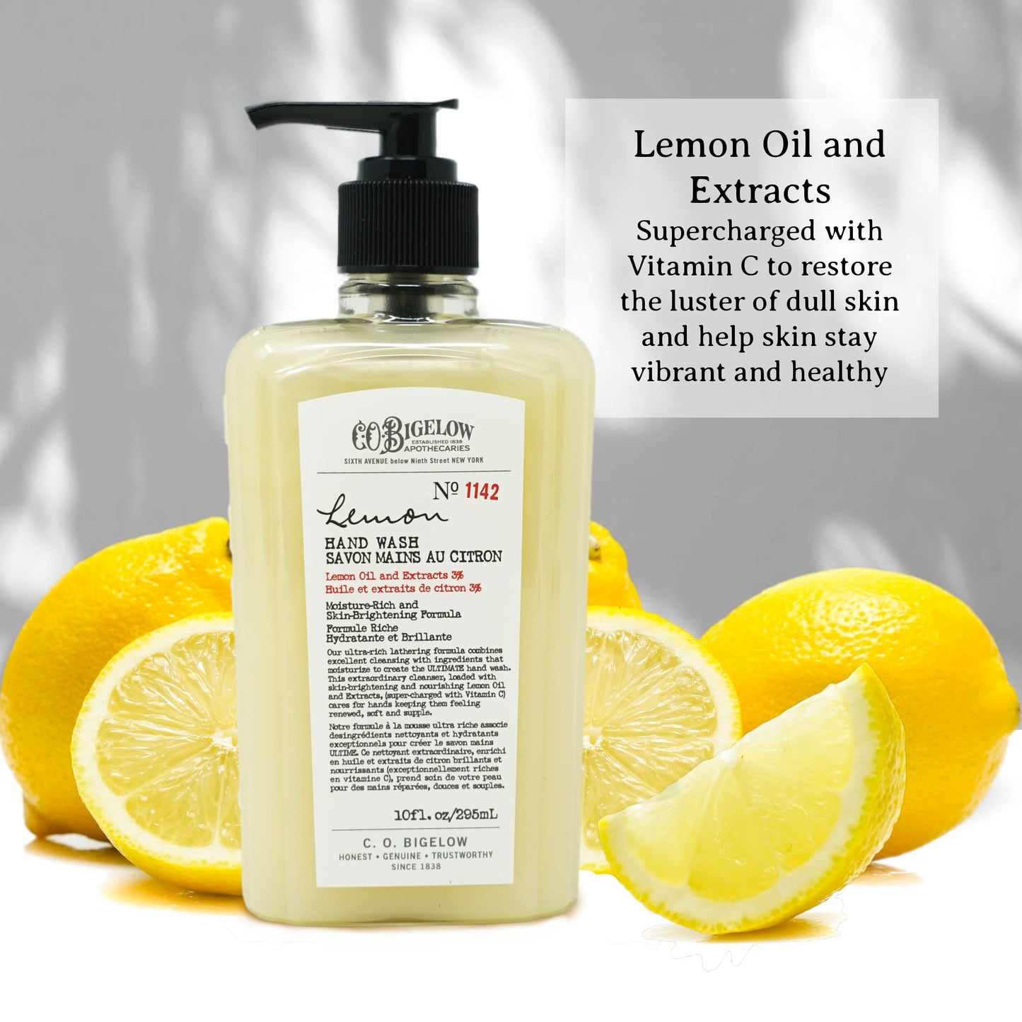 C.O. Bigelow Lemon Hand Wash - No. 1142, Moisturizing Liquid Hand Soap with Lemon Extract & Vitamin C, Cruelty Free & Gentle for All Skin Types, 10fl oz.