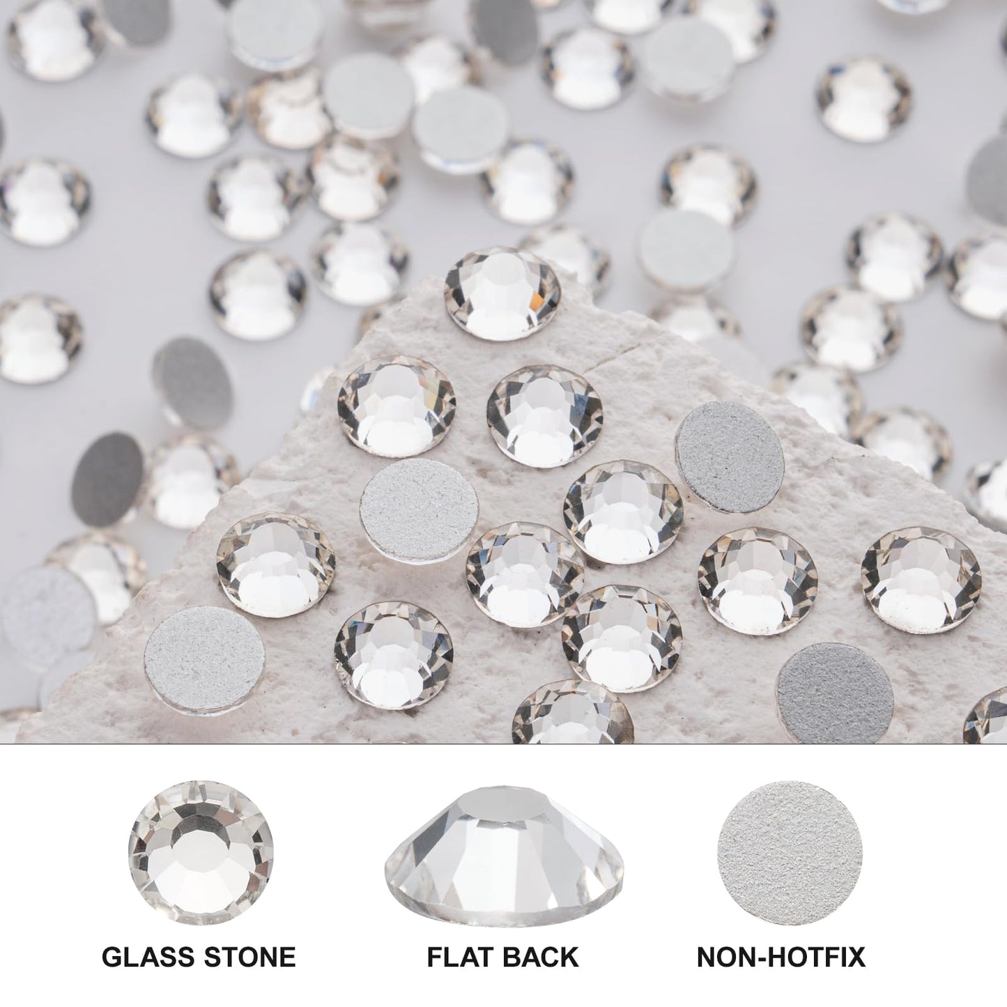 Novani 3000pcs Crystal Clear Rhinestones Flat Back Rhinestone Glass Diamonds Round Gems for Nail Art and Crafting Decorations,SS10,2.7-2.9mm