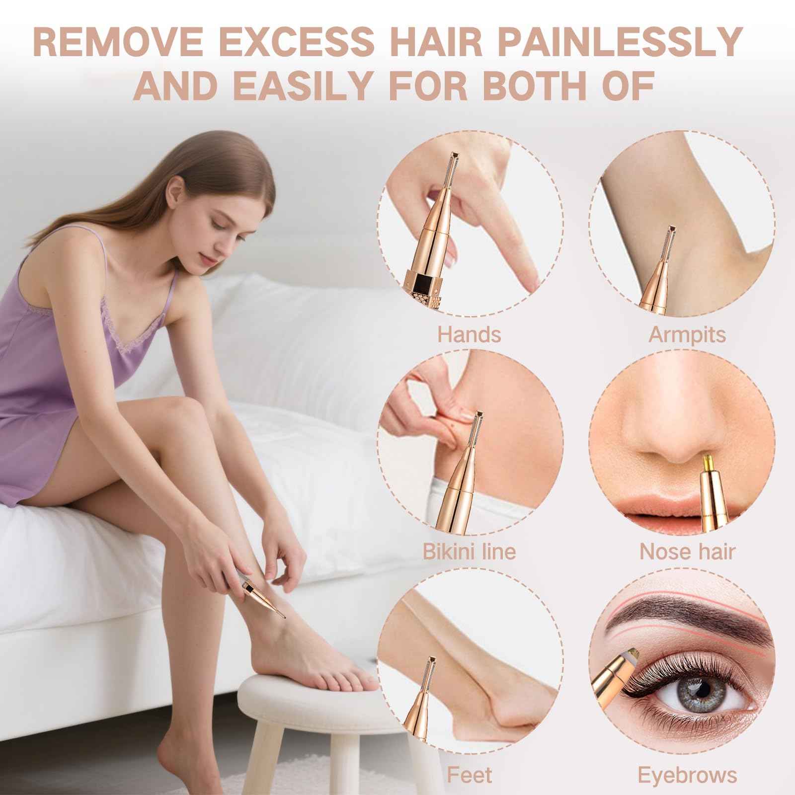 OYUEGE 4 in 1 Facial Electric Shaver for Women, Full Body Epilator Rechargeable Eyebrow Nose Bikini Hair Trimmer,Facial Shaver