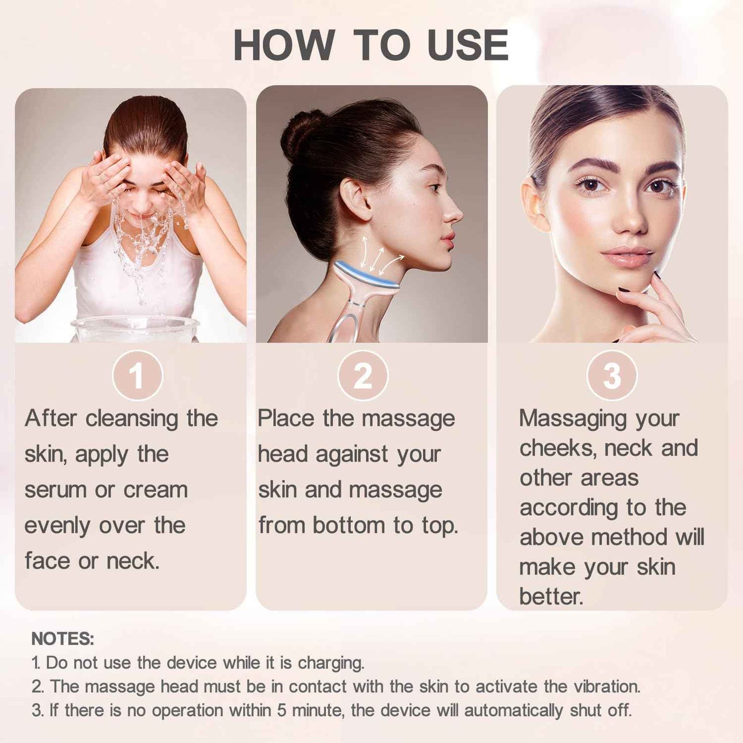 youngfocus Face-Neck-Massager, Vibration, Cooling and Thermal Functions for Multifunctional Skin Care, Anti-Aging Face Massager Improve, Firm, Tightening and Smooth (Pink)