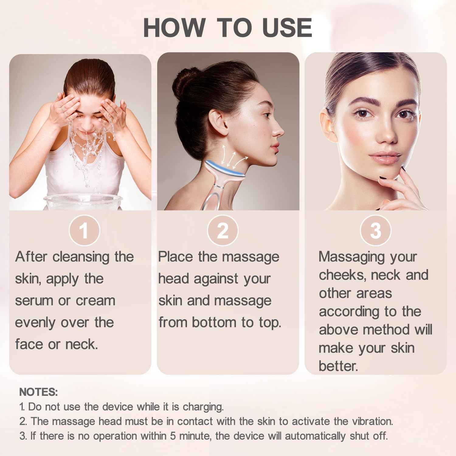 youngfocus Face-Neck-Massager, Vibration, Cooling and Thermal Functions for Multifunctional Skin Care, Anti-Aging Face Massager Improve, Firm, Tightening and Smooth (Pink)