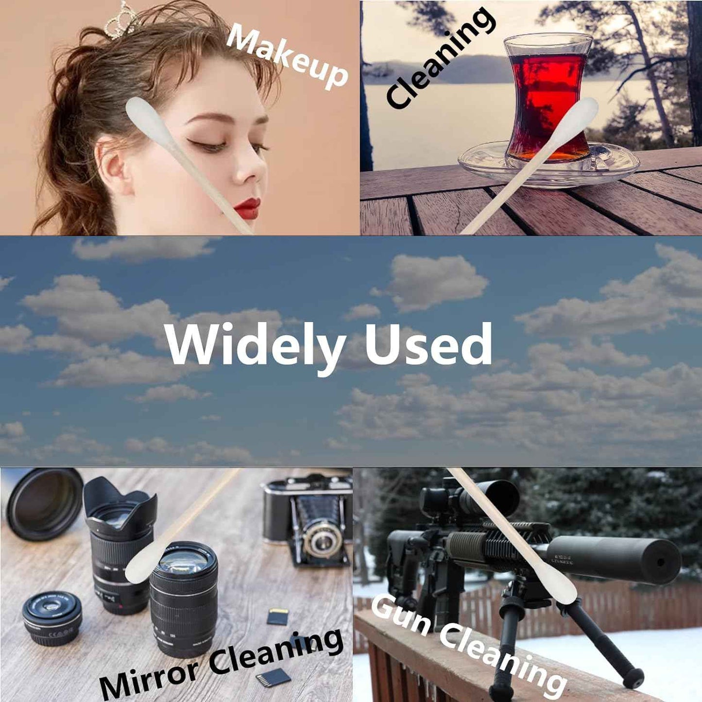 6 Inch Long Cotton Swabs,2000pcs Cotton Swabs,Long Cotton Swabs with Wooden Handle,Great for Gun Cleaning,Pet Care and Makeup