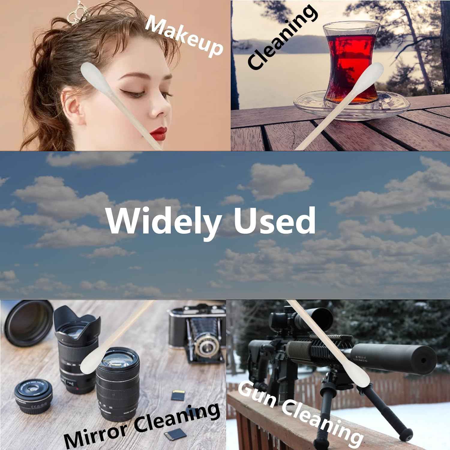 6 Inch Long Cotton Swabs,2000pcs Cotton Swabs,Long Cotton Swabs with Wooden Handle,Great for Gun Cleaning,Pet Care and Makeup