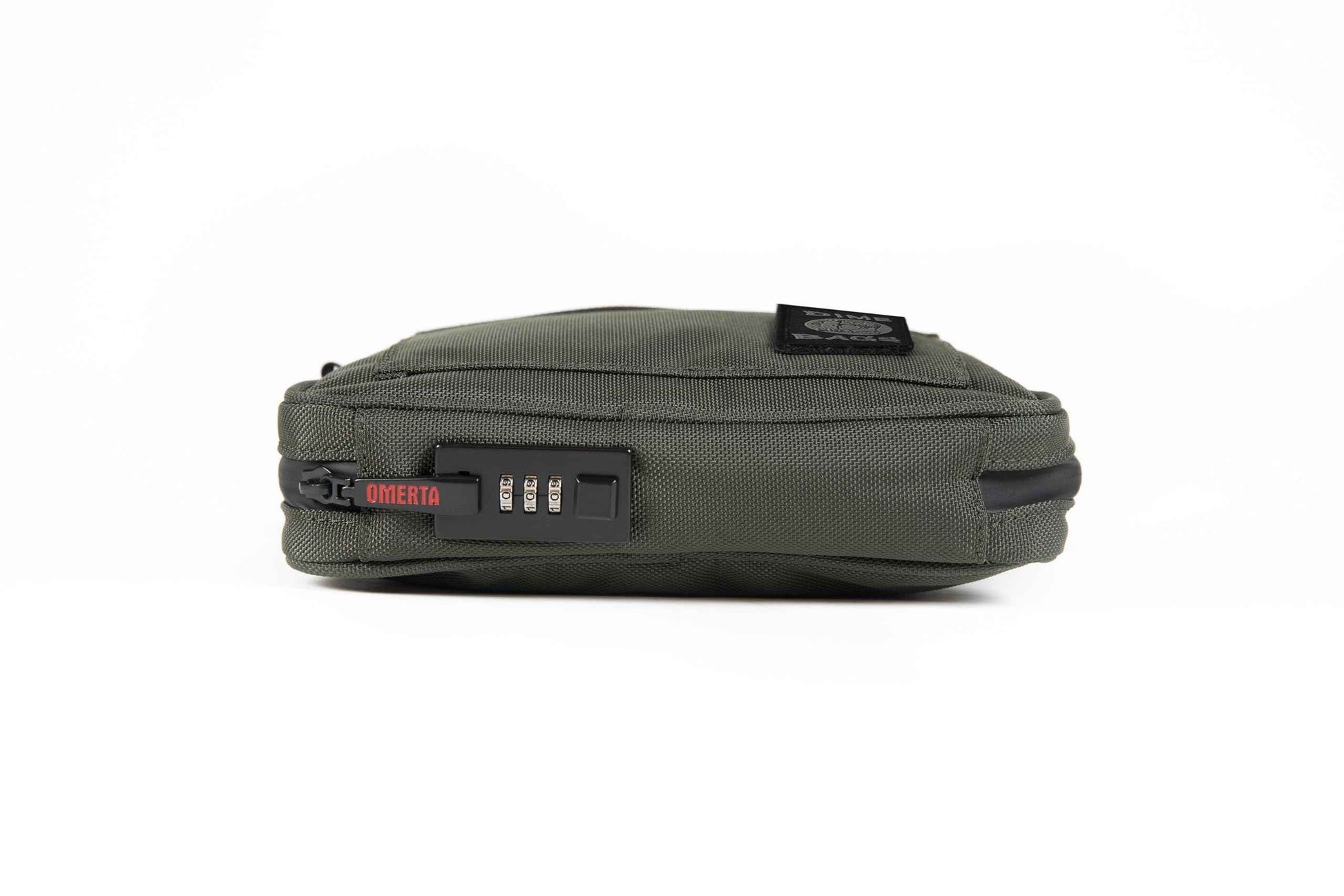 DIME BAGS Lockable Odor Sealing Padded Pouch, Carbon Lined for Scent Protection, Durable Water-Resistant Case with 3-Digit Combo Lock & Hidden Storage Pocket, Changeable Patch (7 Inch, Green)