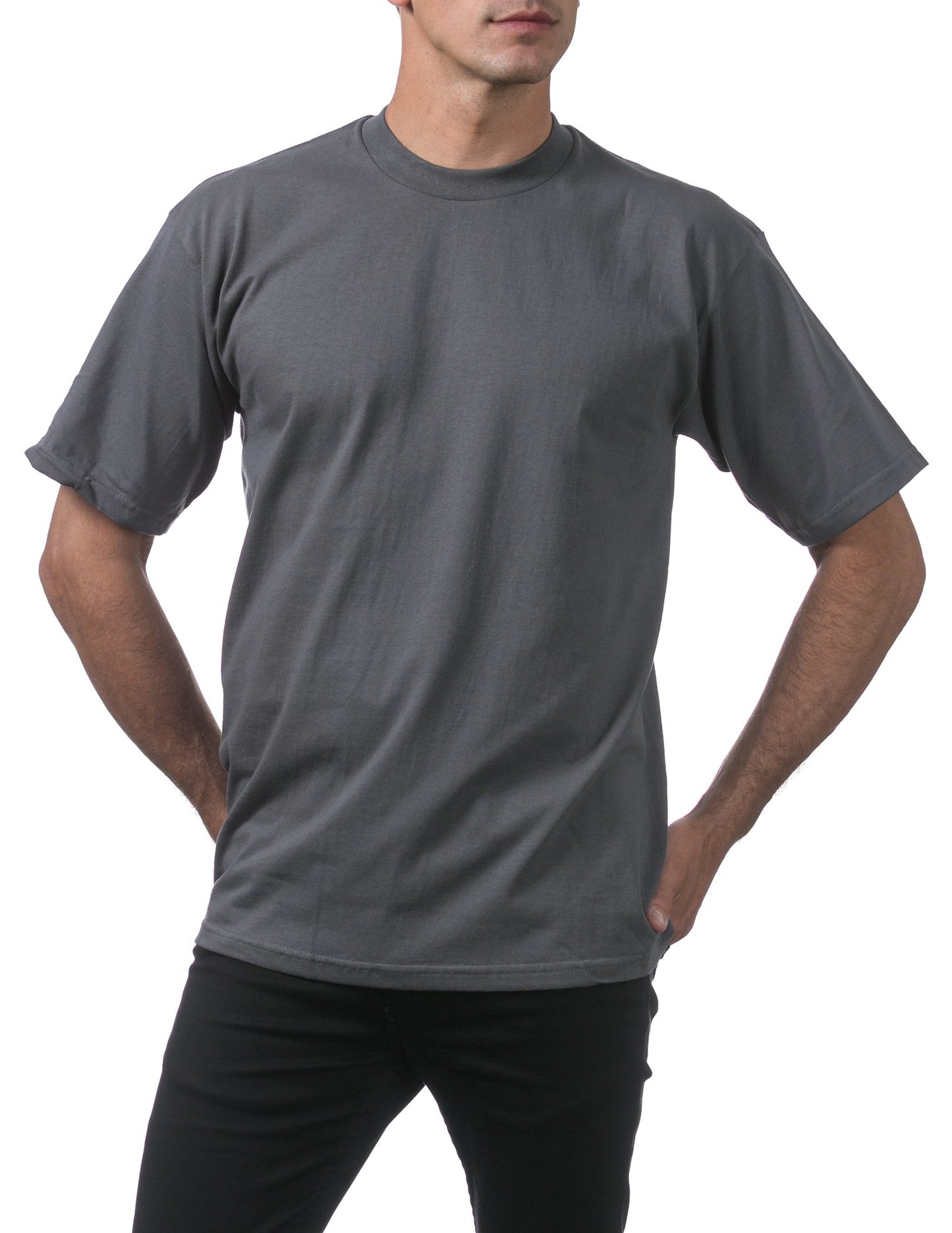 Pro Club Men's Heavyweight Cotton Short Sleeve Crew Neck T-Shirt, Graphite, Small