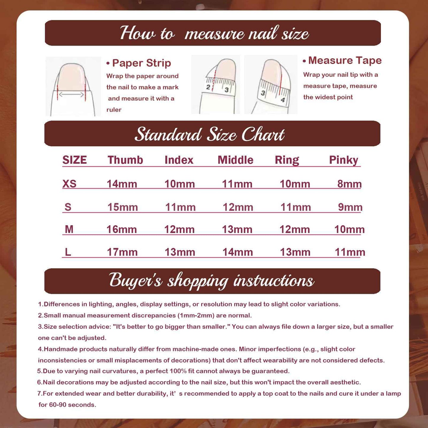 Handmade Press On Nails Stiletto, Brown Press On Nails Long, Flower 3D Acrylic Nails French Tip Blooming Amber Cherry For Women Gift, Reusable Stick On Fake Nails Kit With Nail Glue(Blooming Cherry-M)