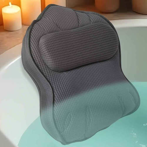 Extra Thick Bath Pillows for Tub-Luxury Bathtub Pillow for Head Neck and Back Support, Soft 4D Air Mesh Bath Pillow with Strong Suction Cups, Relaxing Bath Accessories Spa Gifts for Women
