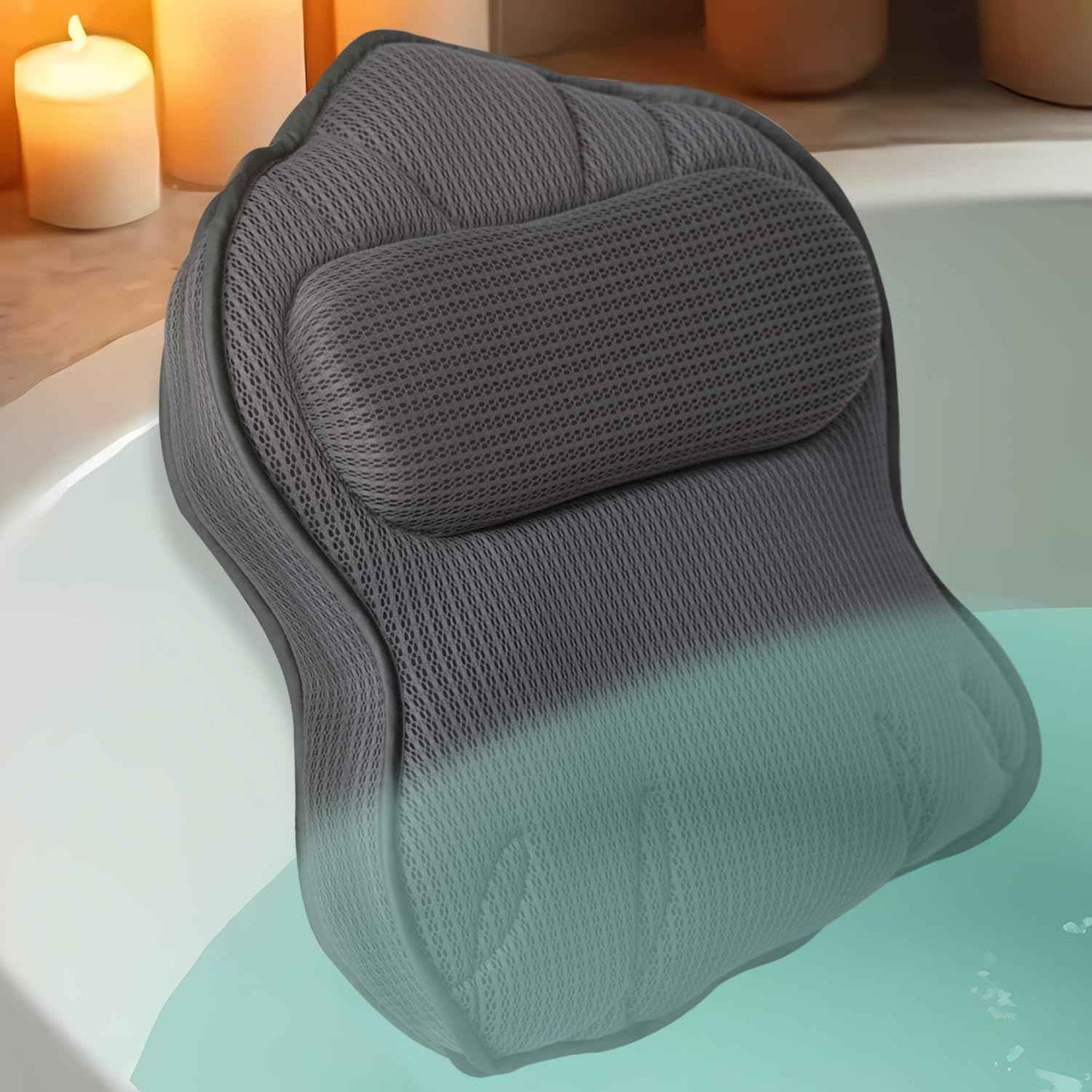 Extra Thick Bath Pillows for Tub-Luxury Bathtub Pillow for Head Neck and Back Support, Soft 4D Air Mesh Bath Pillow with Strong Suction Cups, Relaxing Bath Accessories Spa Gifts for Women