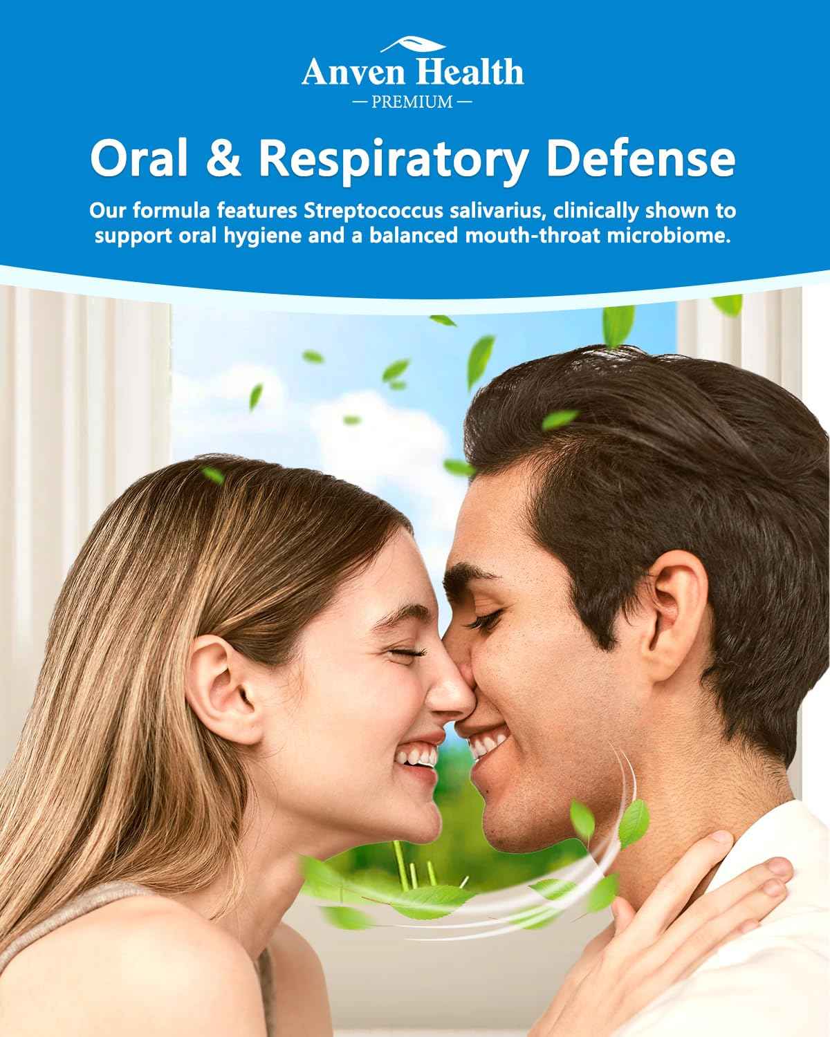 Anven Health Oral Probiotics Lozenges for Mouth Bad Breath & Gum Repair - 6 Strains with Prebiotic, Zinc & Ca for Dry Mouth Relief, Enamel Shield, Mint Flavor with Xylitol - 90 Lozenges, Sugar-free