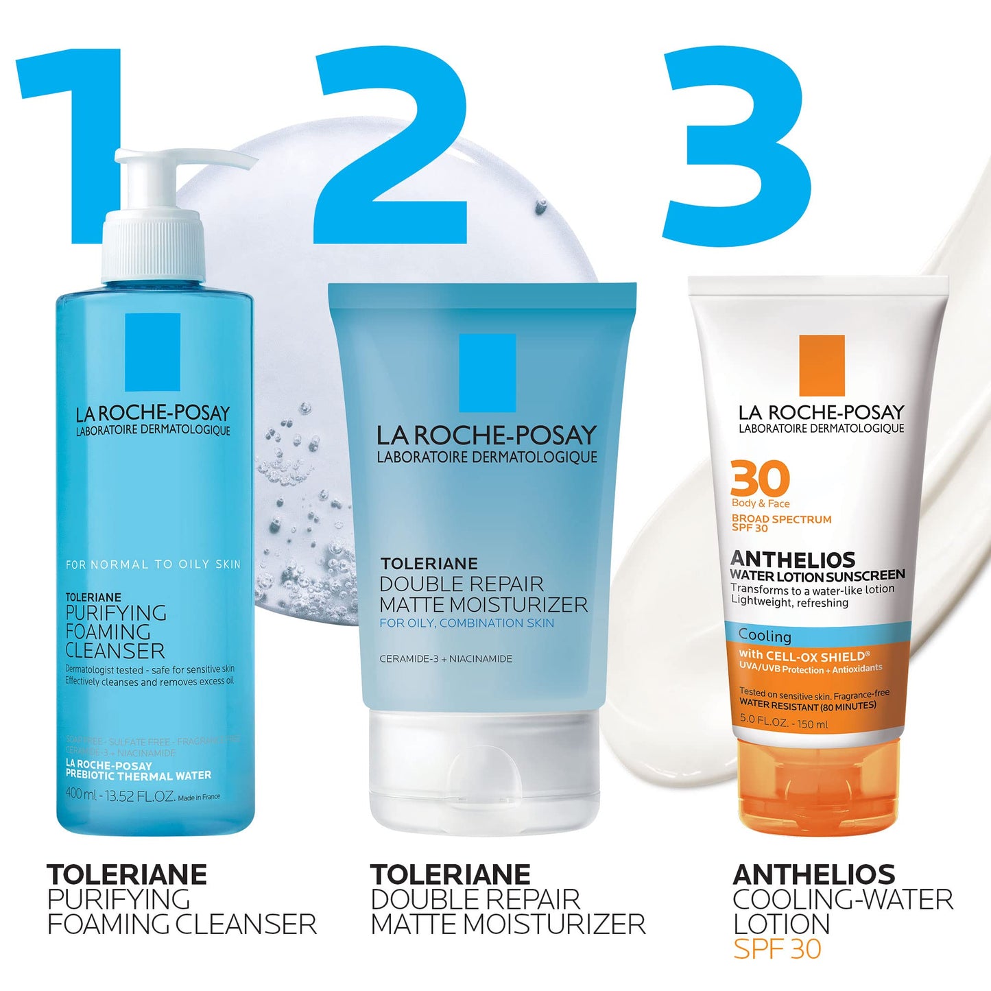 La Roche-Posay Anthelios Cooling Water Sunscreen Lotion | Water Based Sunscreen for Face & Body | Broad Spectrum SPF + Antioxidants | Fast Absorbing Water-Like Texture | Oil Free Sunscreen SPF 30