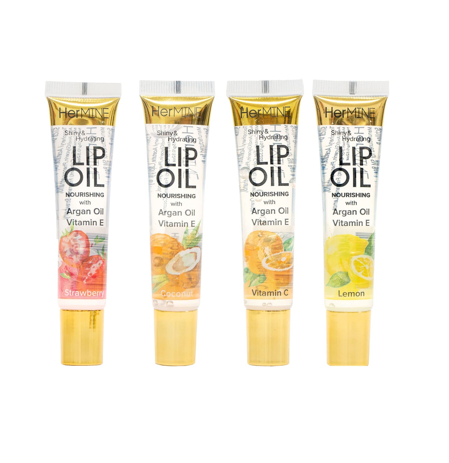 HerMINE Hydrating Lip Oil with Argan oil & Vitamin E Clear Long Lasting Nourishing Lip Oils Moisturizing Gel Multi-Packs Softening Clear Oil