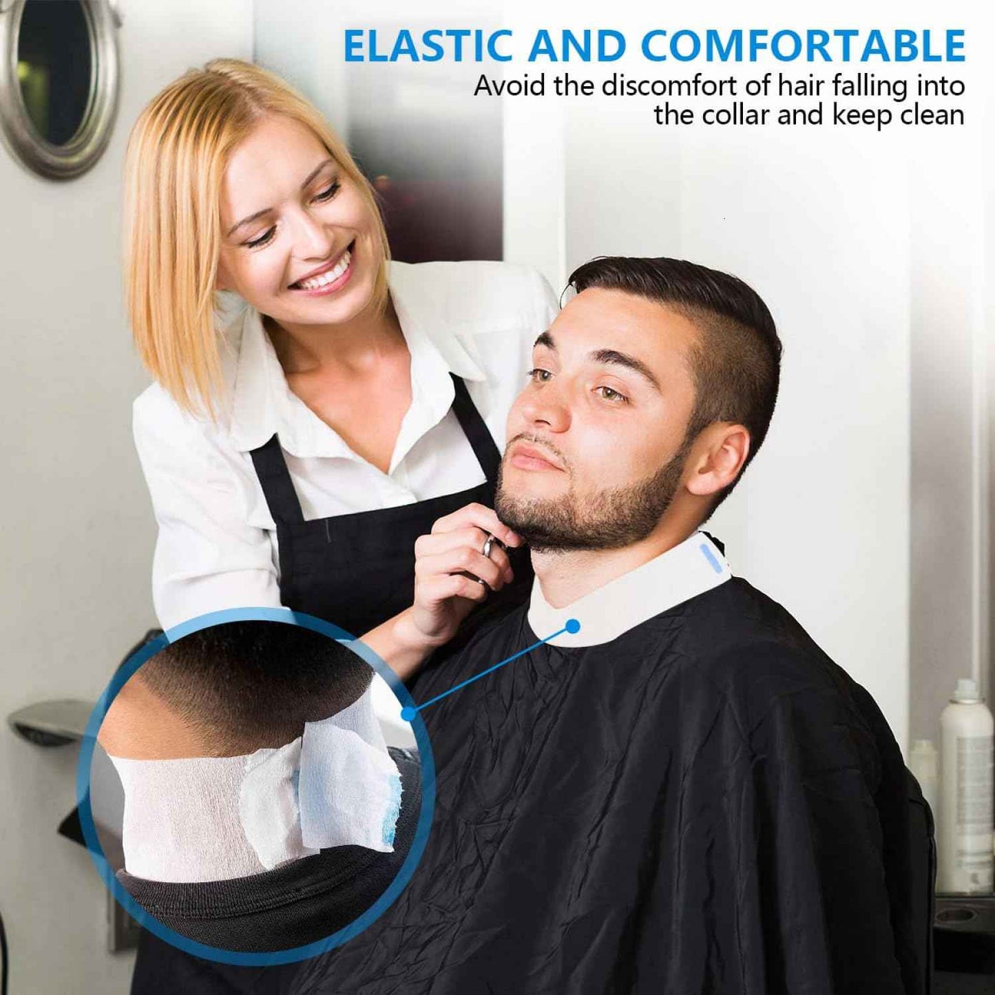 SenseYo 10 Rolls Barber Neck Paper Strips Band Disposable Haircutting Stretchy Barber Neck Tissue Wrap for Salon Haircut Spa Massage (Pack of 2)