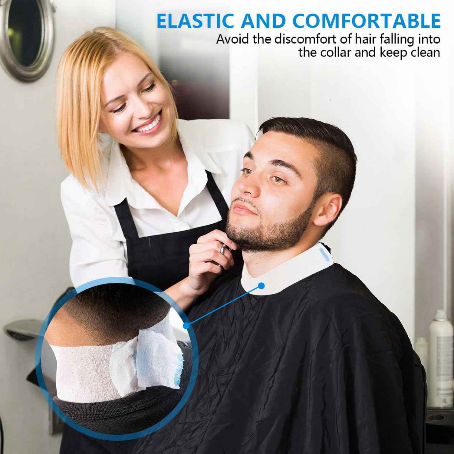 SenseYo 10 Rolls Barber Neck Paper Strips Band Disposable Haircutting Stretchy Barber Neck Tissue Wrap for Salon Haircut Spa Massage (Pack of 2)