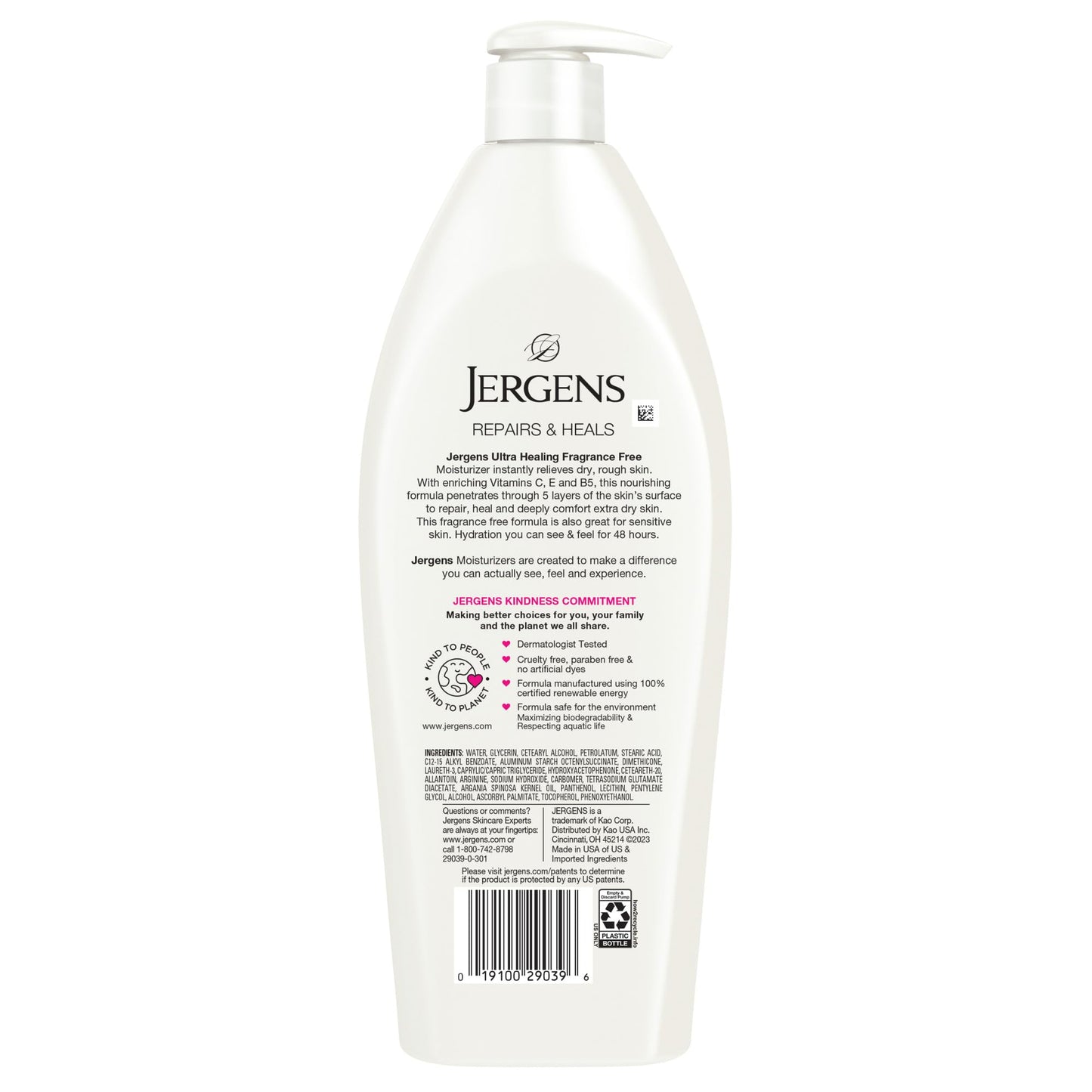 Jergens Hand and Body Lotion, Ultra Healing Dry Skin Moisturizer, Fragrance Free Lotion, Sensitive Skin Lotion, 21 Oz (Pack of 2)