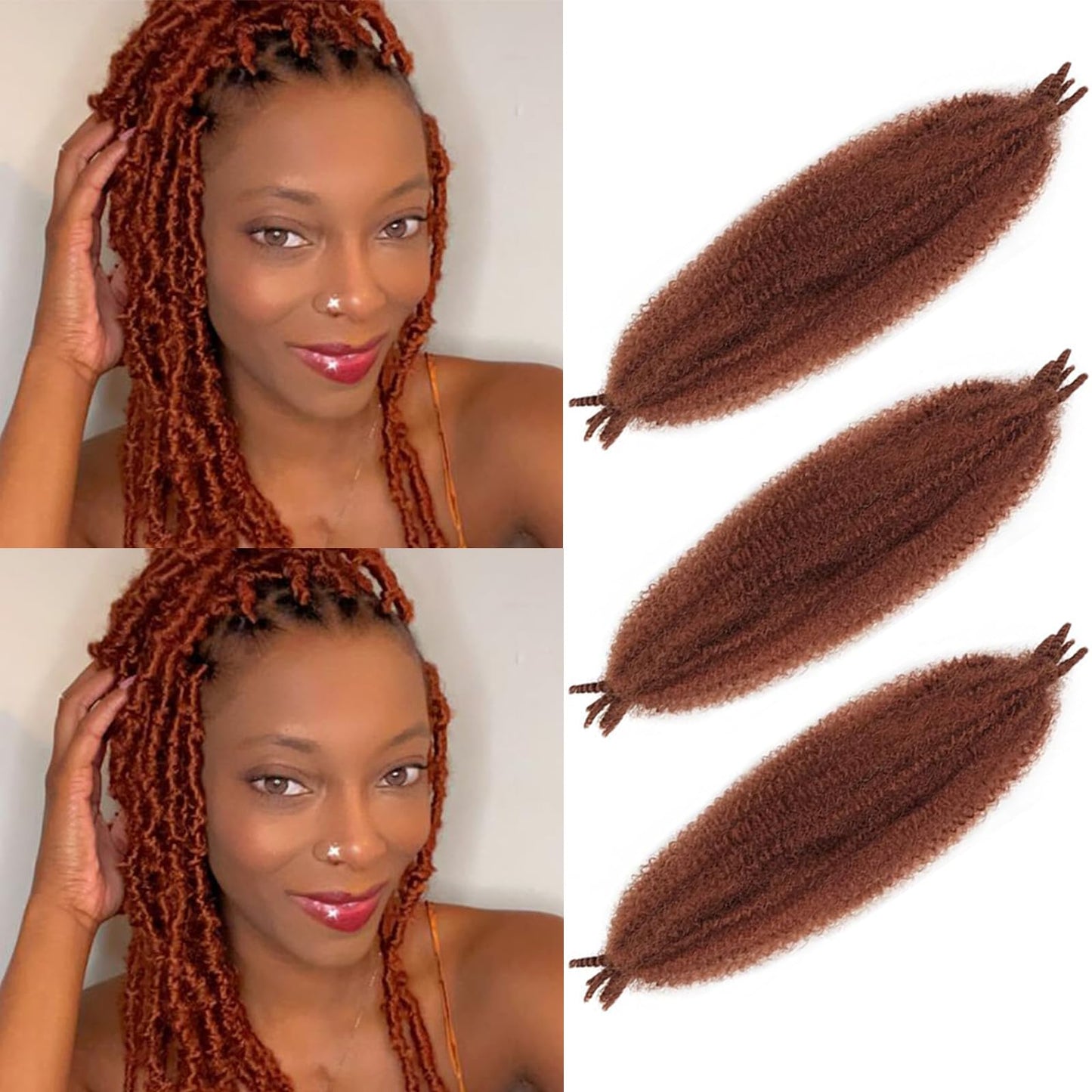 350 Soft Loc Wrapping Hair Red Copper Kinky Twist Braiding Hair 24 Inch Springy Afro Twist Hair 3 Packs Spring Twist Crochet Hair Braids for Distressed Faux Locs Afro Twisting Hair for Black Women